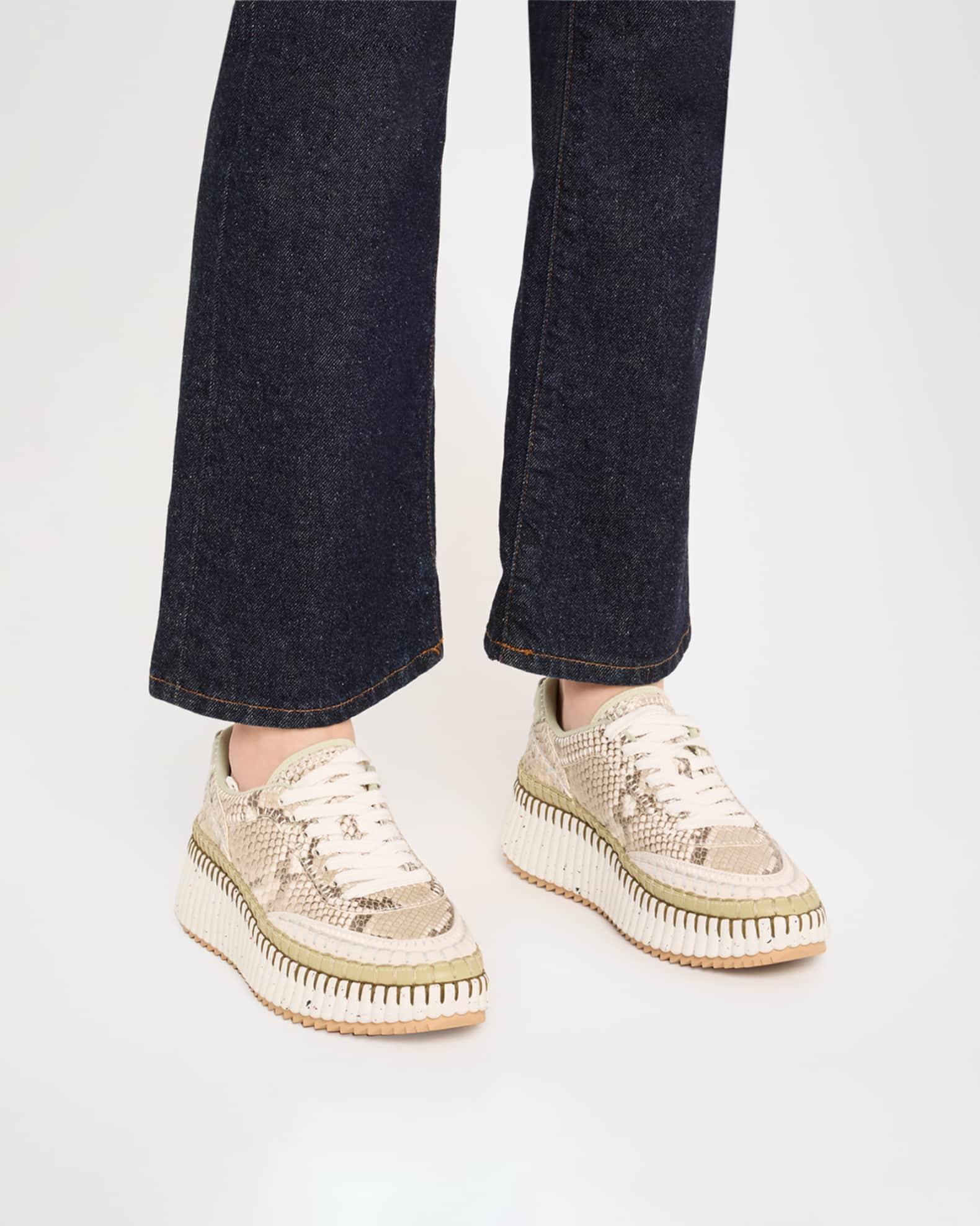 Nama Python-Print Leather Stitch Walking Sneakers Product Image