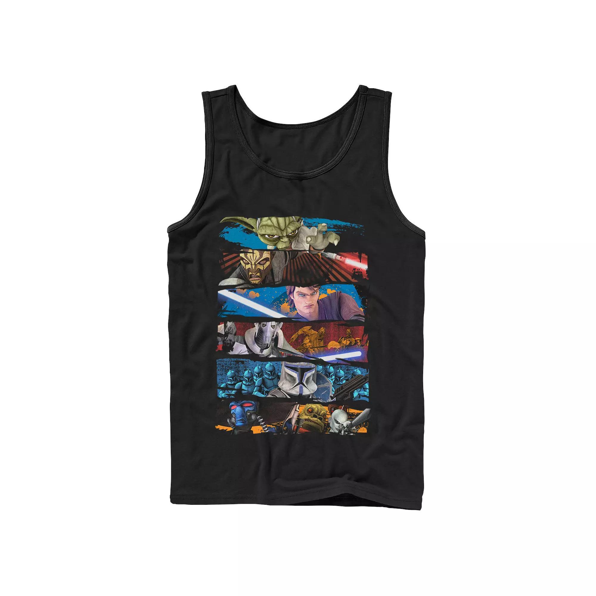 Men's Star Wars: The Clone Wars Character Paint Swipe Panels Tank Top, Size: Large, Black Product Image