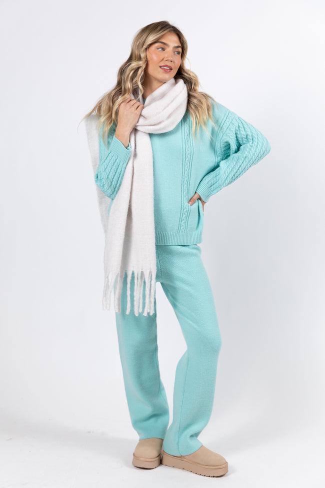 On My List Mint Cable Knit Sweater FINAL SALE Product Image