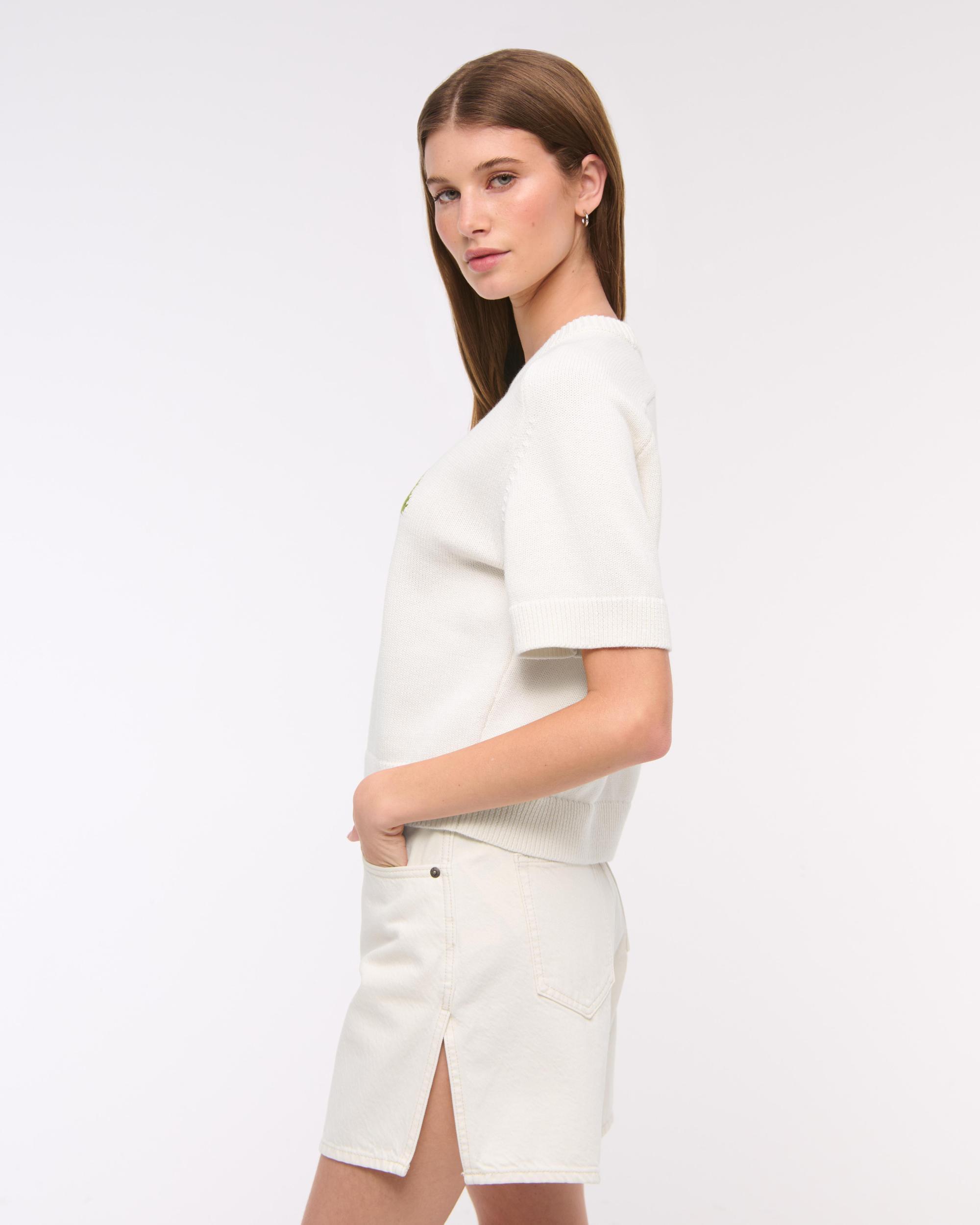 The A&F Madeline Textural Crew Sweater Tee Product Image
