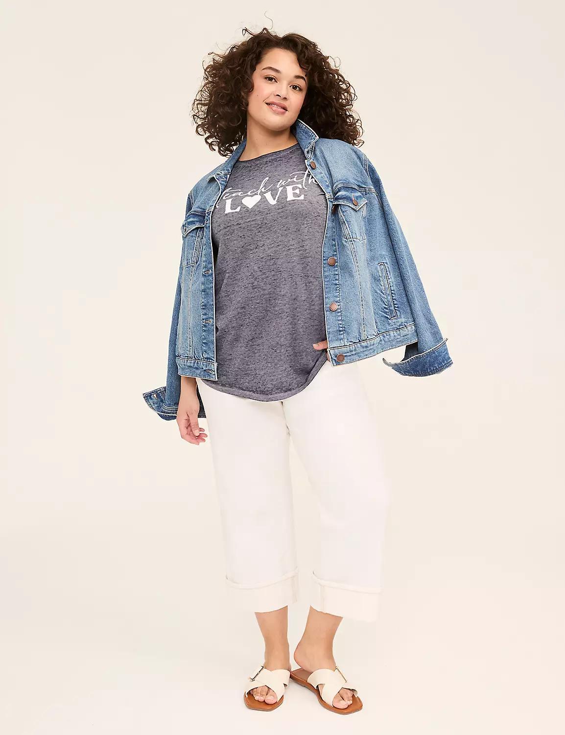 Embroidered & Glitter Teach With Love Graphic Tee Product Image