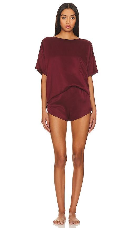 Womens Washable Silk Tee 2-Piece Pajama Set Product Image