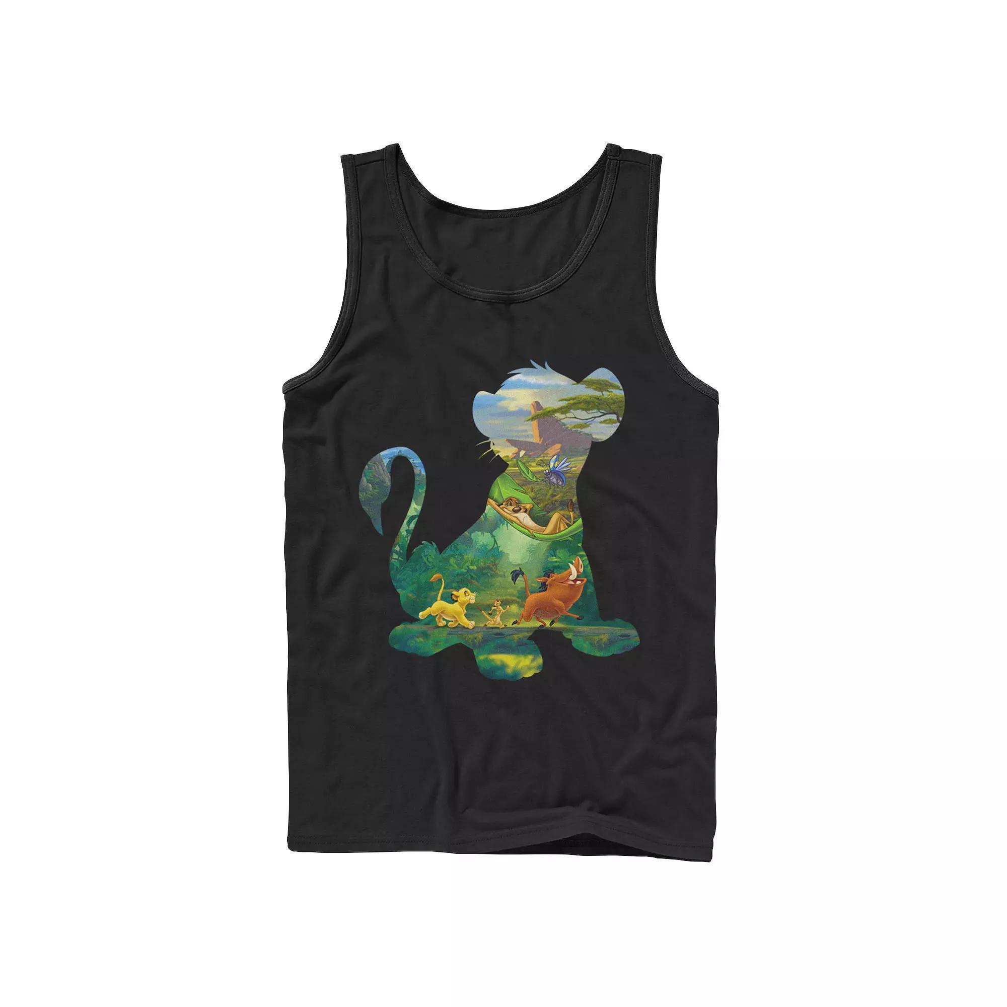 Disney's The Lion King Simba Men's Silhouette Timon Pumbaa Zazu Tank Top, Size: Large, Black Product Image