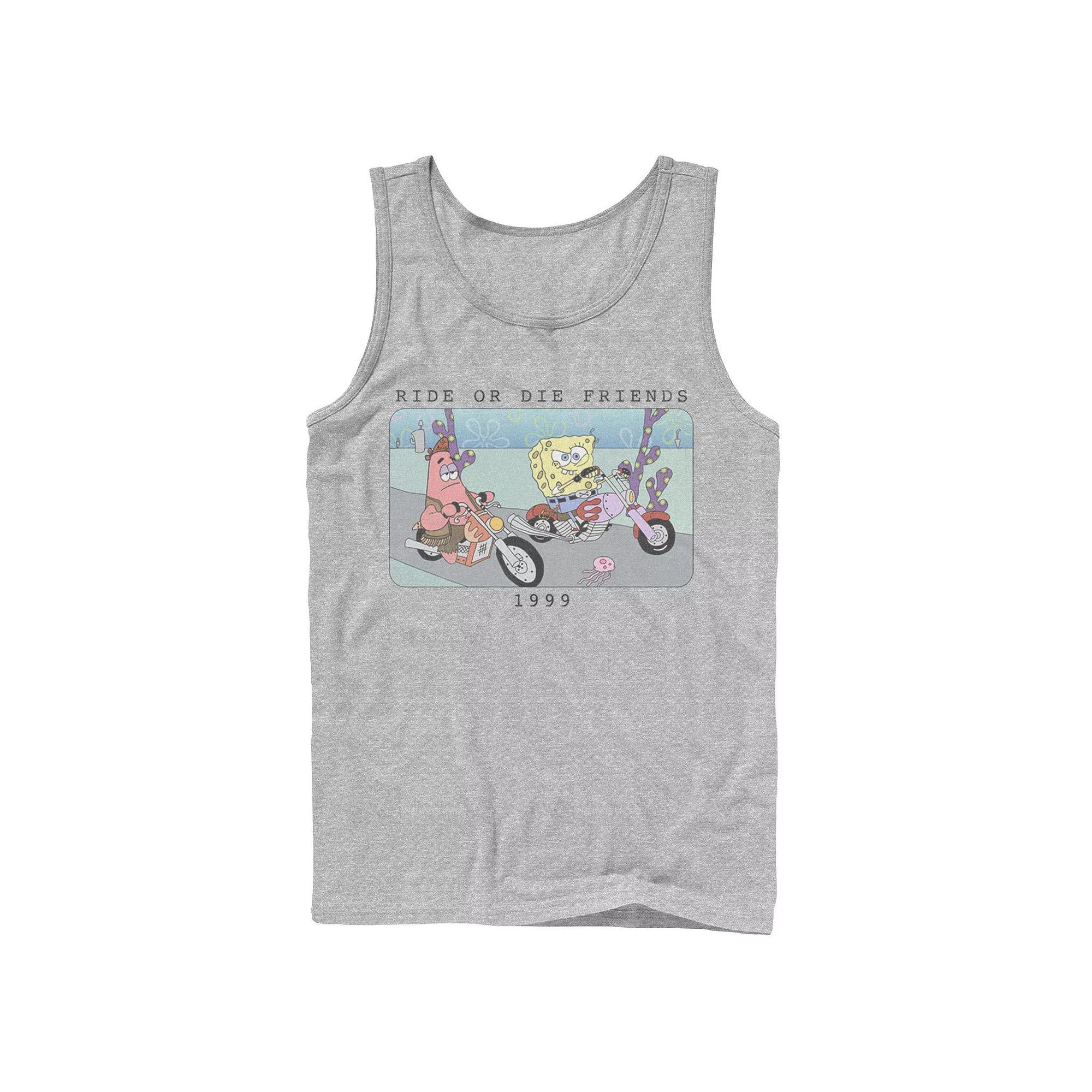 Men's Nickelodeon SpongeBob SquarePants Ride Or Die Friends 1999 Portrait Graphic Tank Top, Size: Small, Grey Product Image