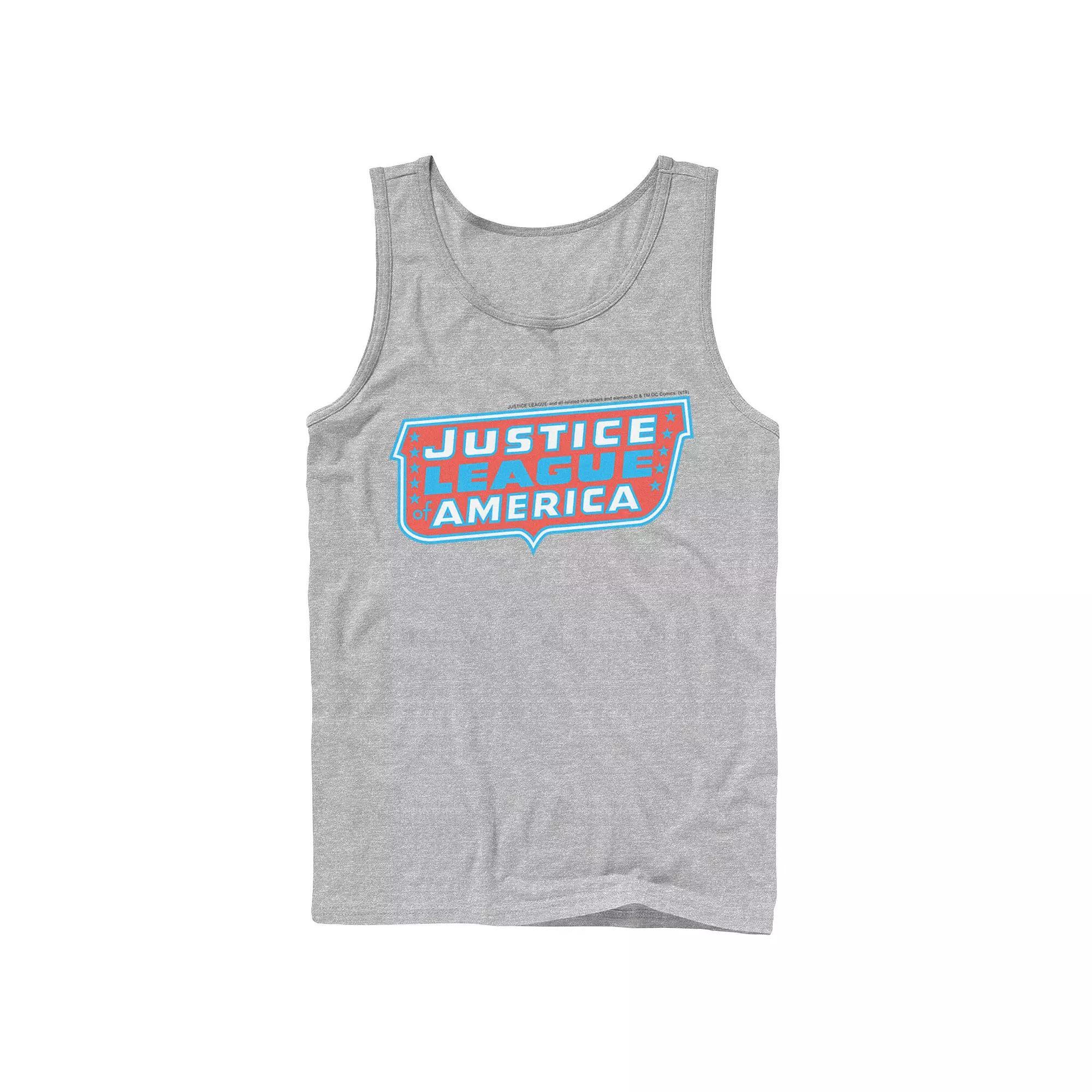 Men's DC Comics Justice League of America Text Poster Logo Tank Top, Size: XL, Grey Product Image
