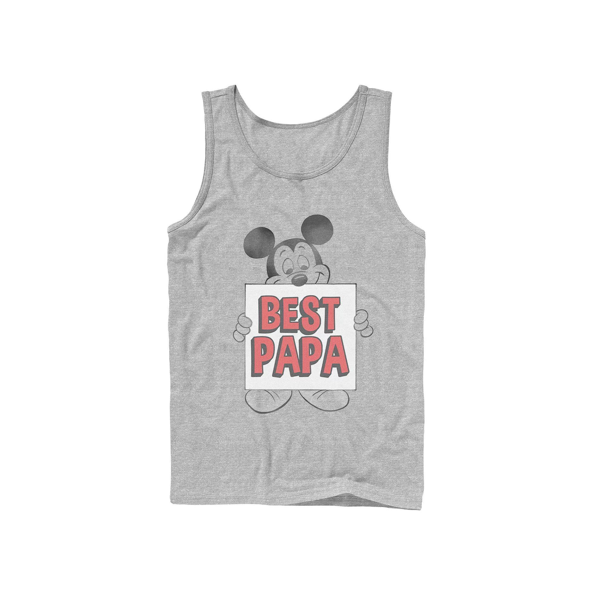 Mens Disney Mickey Mouse Best Papa Tank Top Athletic Grey Product Image