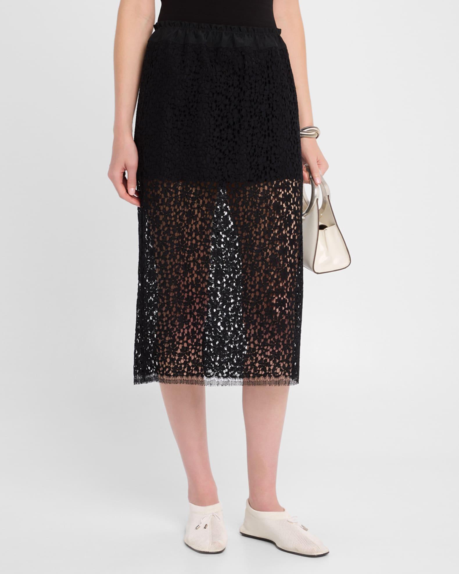 Lace Ruched Midi Skirt Product Image