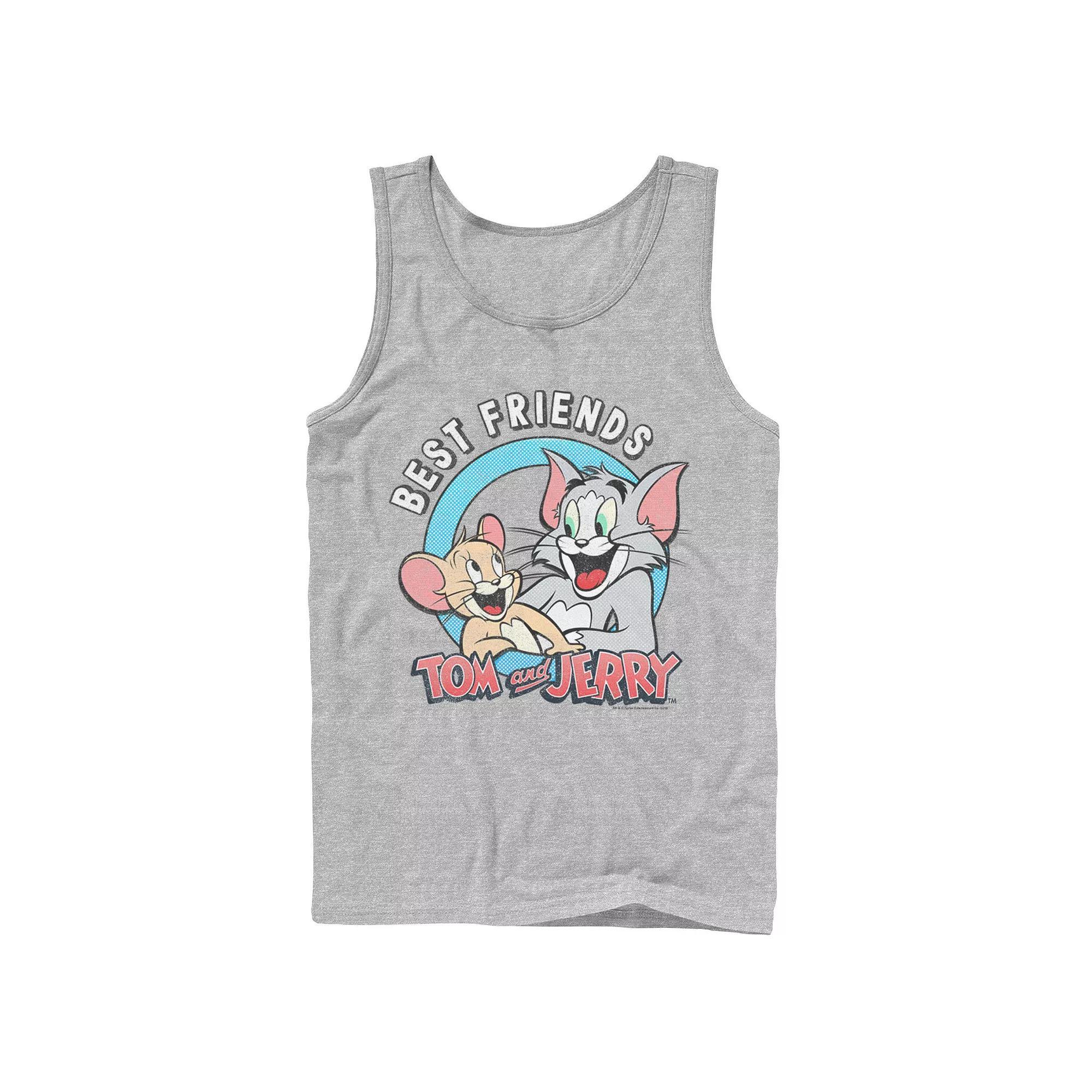 Mens Tom And Jerry Best Friends Portrait Tank Top, Men's, Size: Large, Athletic Grey Product Image