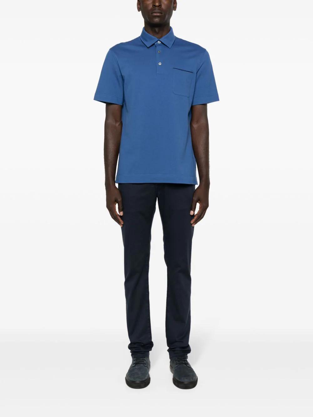 ZEGNA Cotton Piqué Polo Shirt In Blue Product Image