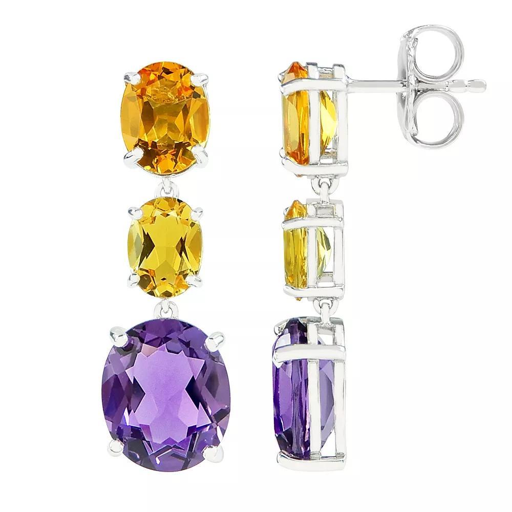 SIRI USA by TJM Sterling Silver Simulated Purple & Yellow Quartz Drop Earrings, Women's Product Image