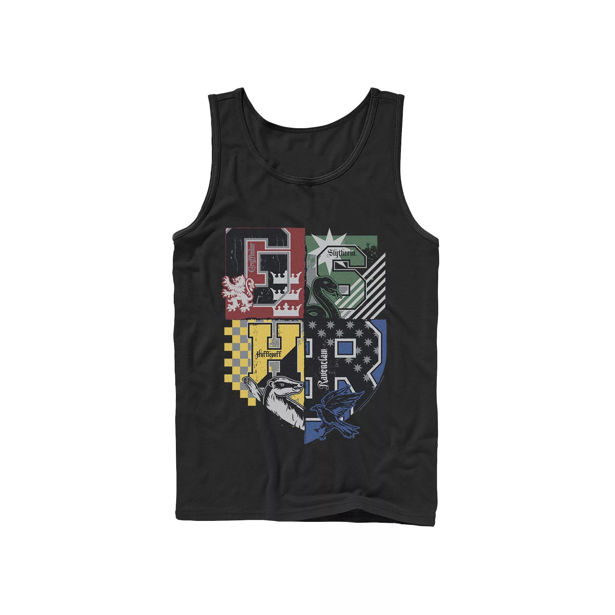 Men's Harry Potter Deathly Hallows 2 House Crests Tank Top, Size: Large, Black Product Image