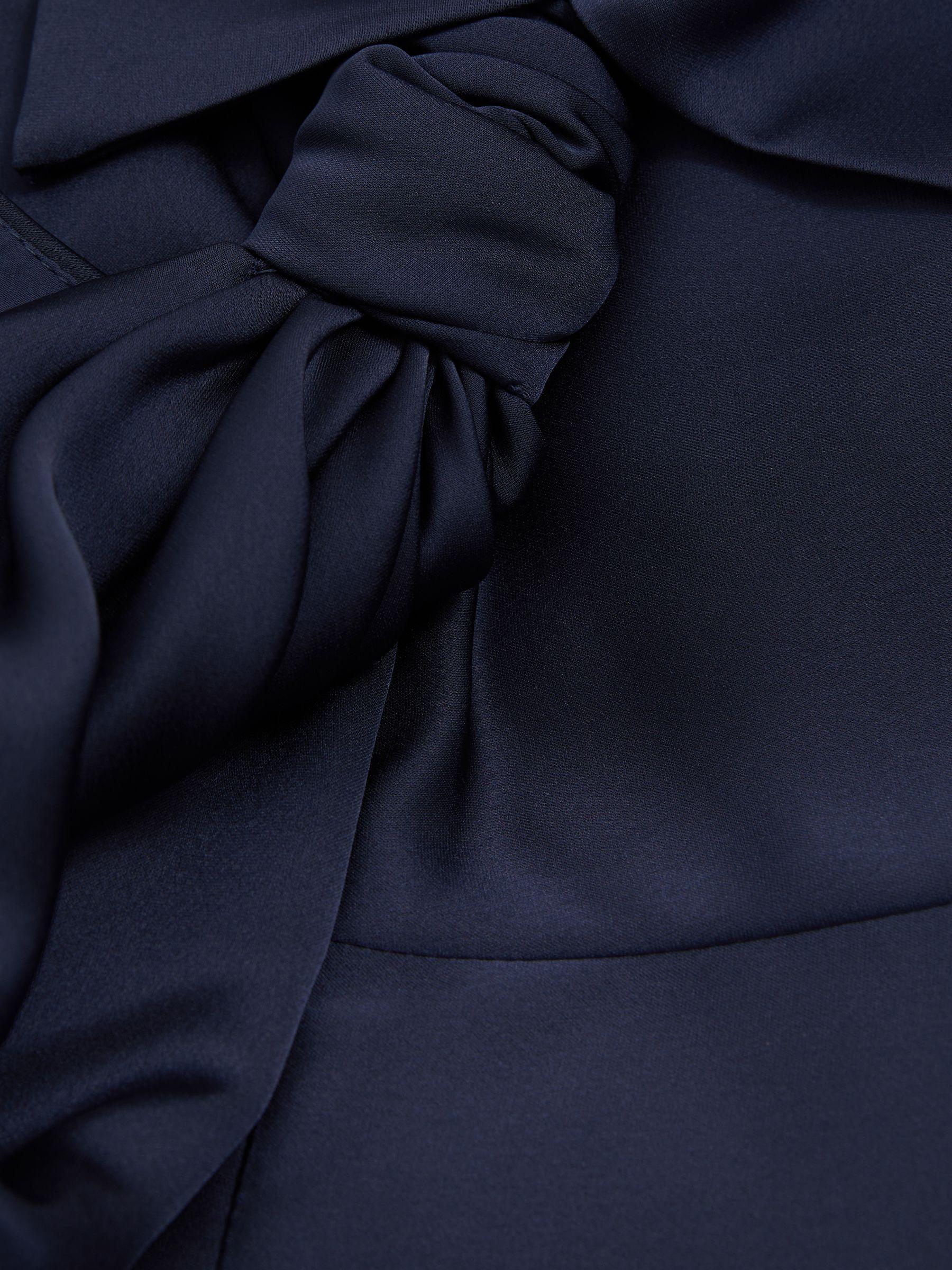 Gemi Navy Halston Satin Halter Neck Maxi Dress Product Image