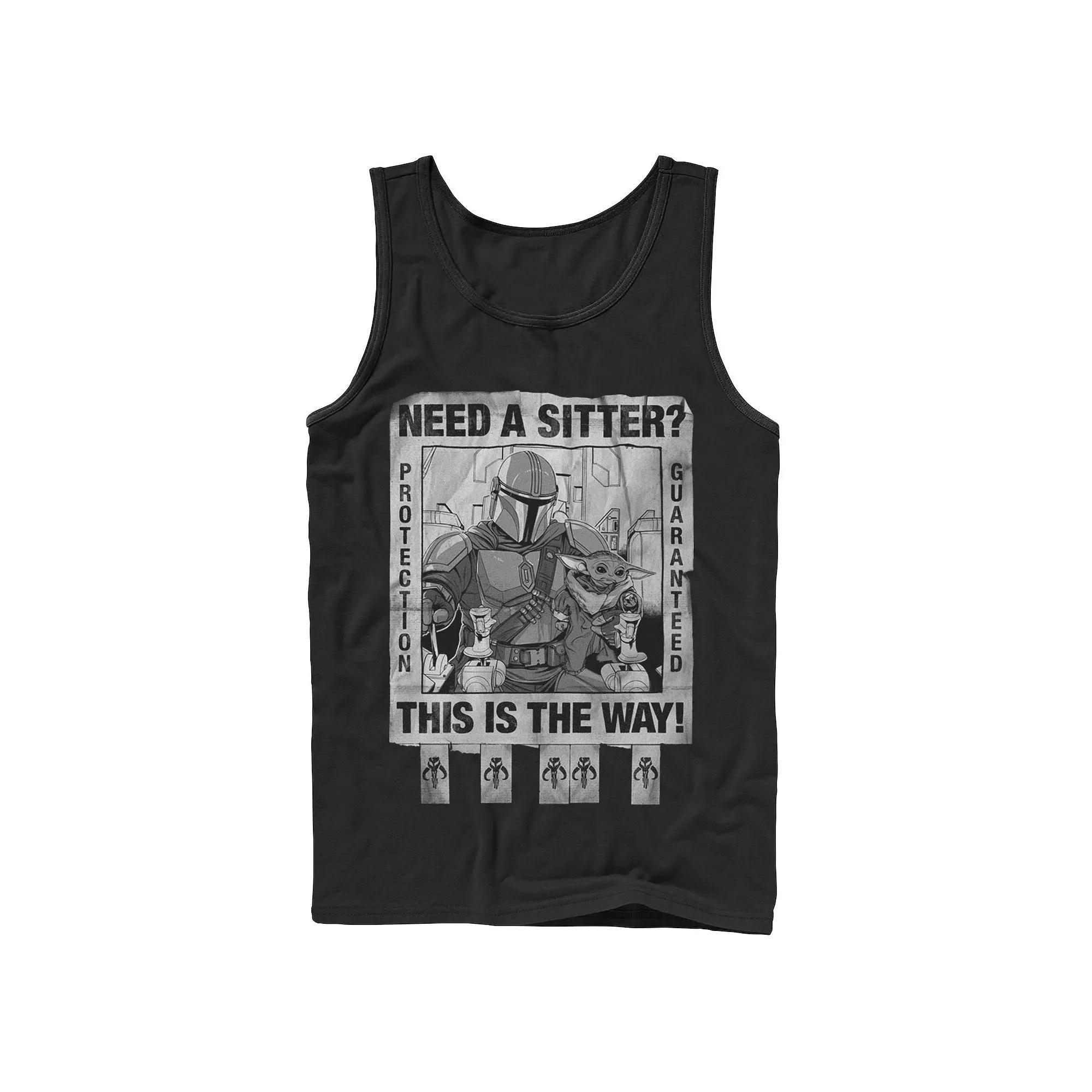 Men's Star Wars Protection Guarenteed Text Tank Top, Size: Large, Black Product Image