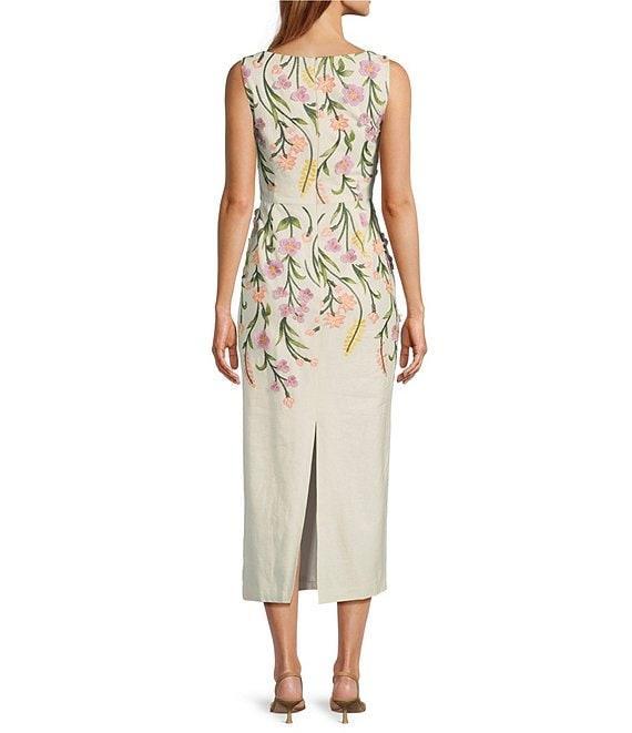 Antonio Melani Halo Floral Embroidered Sleeveless Midi Dress Product Image