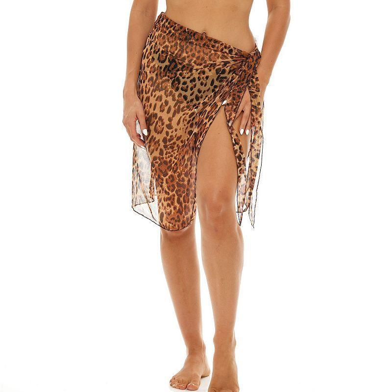 Women's Jordan Taylor Animal-Print Swim Cover-Up Wrap Skirt, Zebra Grey Product Image
