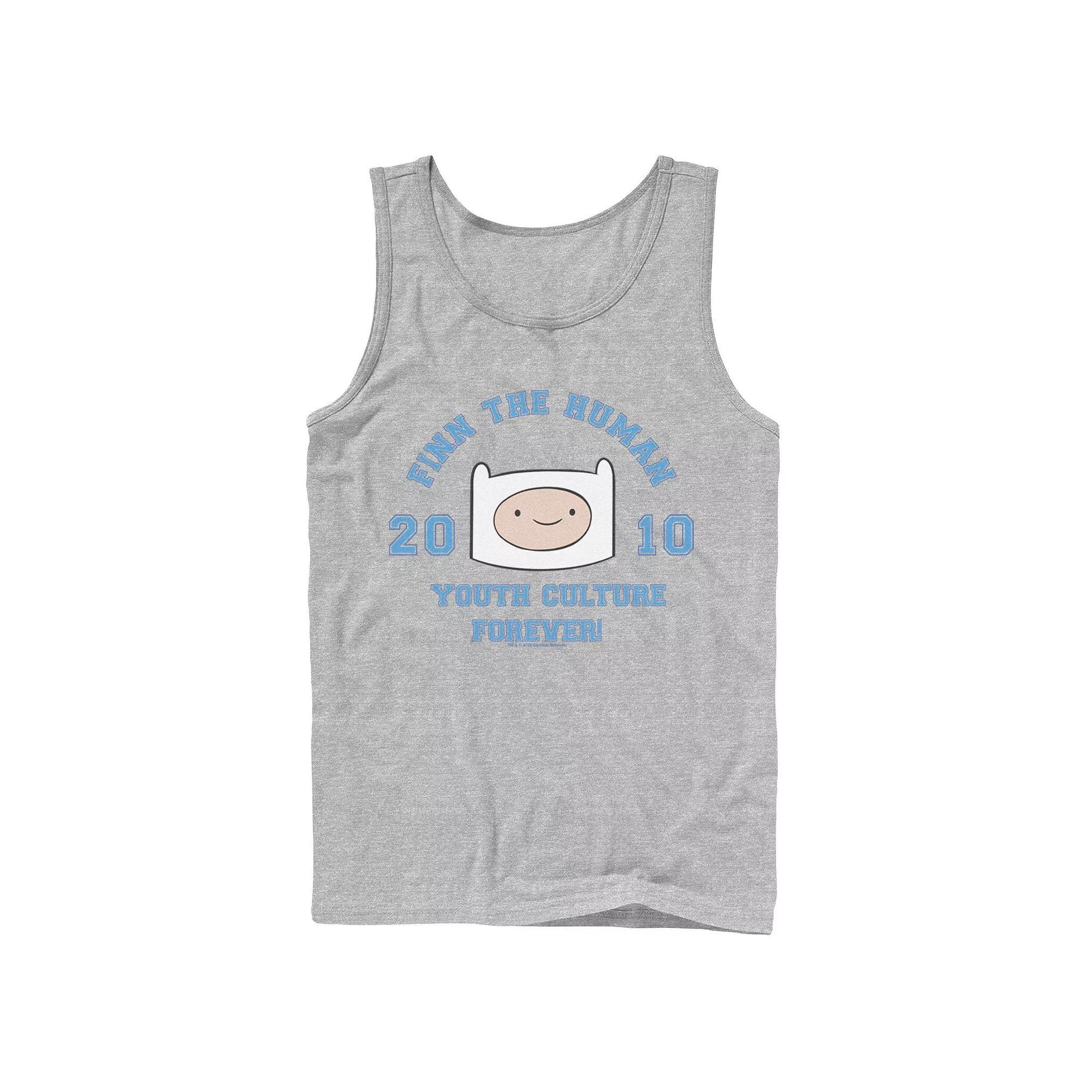 Men's Cartoon Network Adventure Time Finn The Human Youth Culture Forever Tank Top, Size: Large, Athletic Grey Product Image