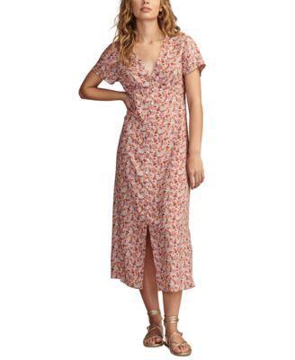 Lucky Brand Womens Floral-Print Short-Sleeve Button-Front Midi Dress Product Image