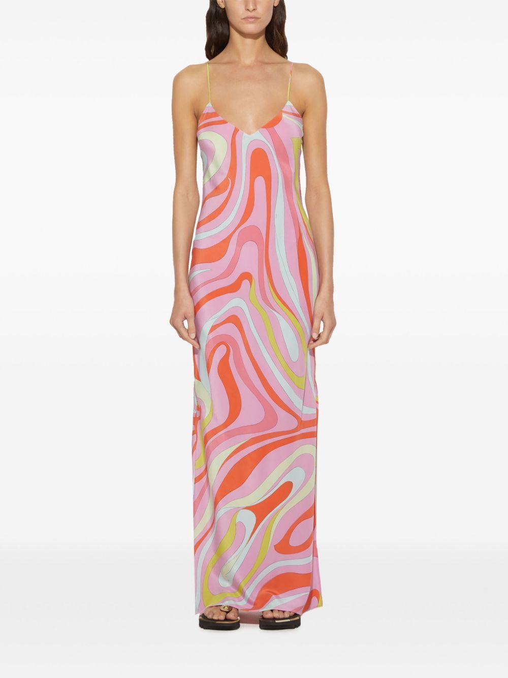 Marmo-print silk dress Product Image