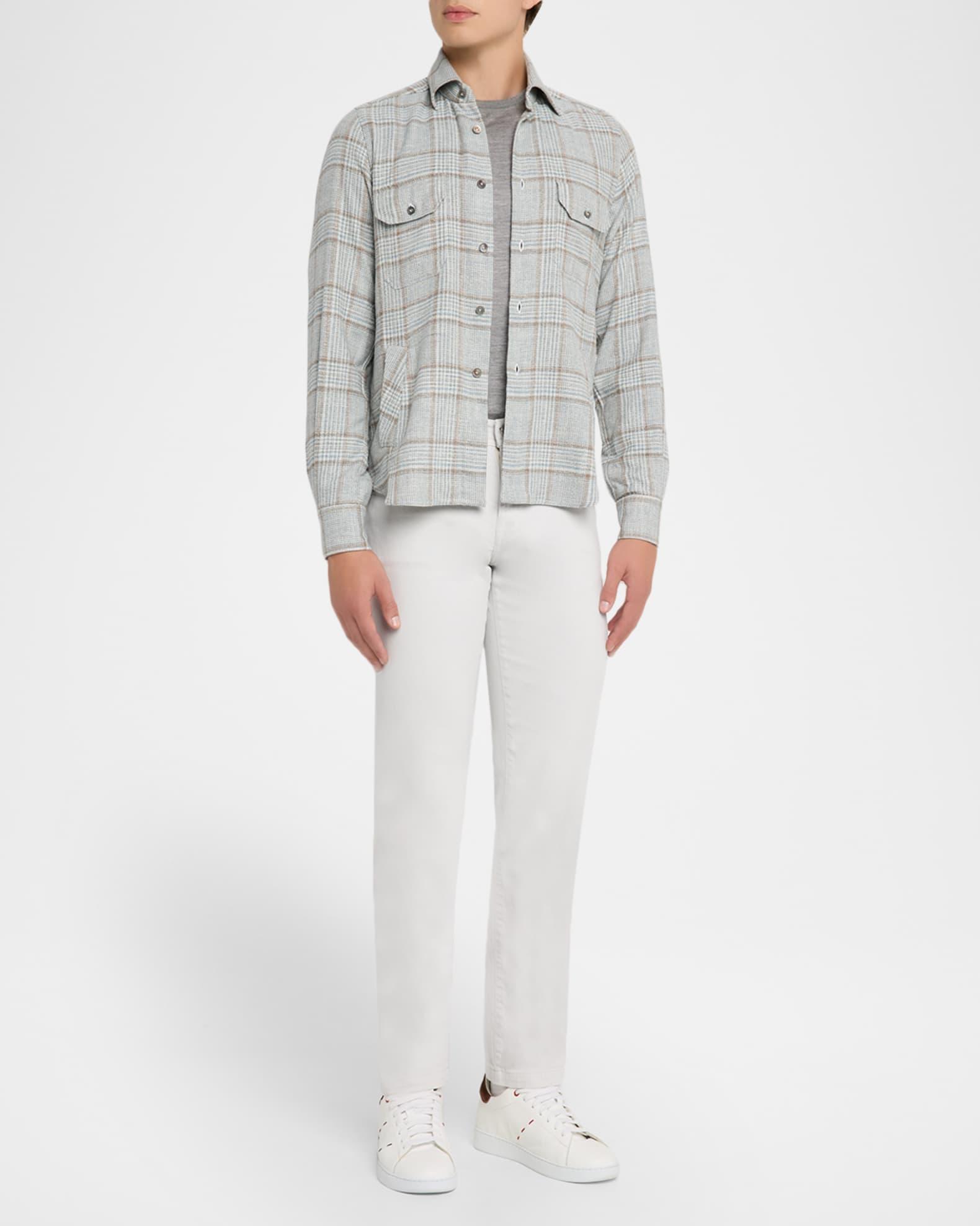 Men's Wool-Blend Plaid Overshirt with Pockets Product Image