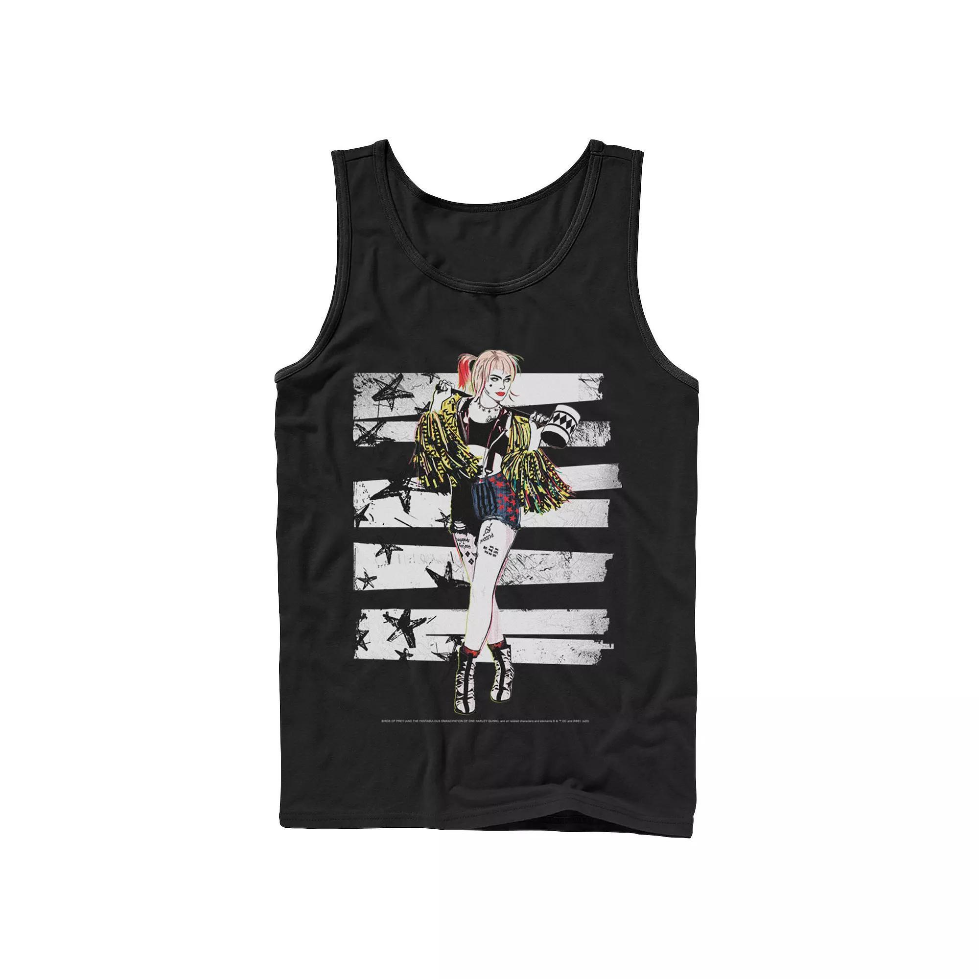 Men's Birds Of Prey Harley Quinn Bars Portrait Tank Top, Size: XL, Black Product Image