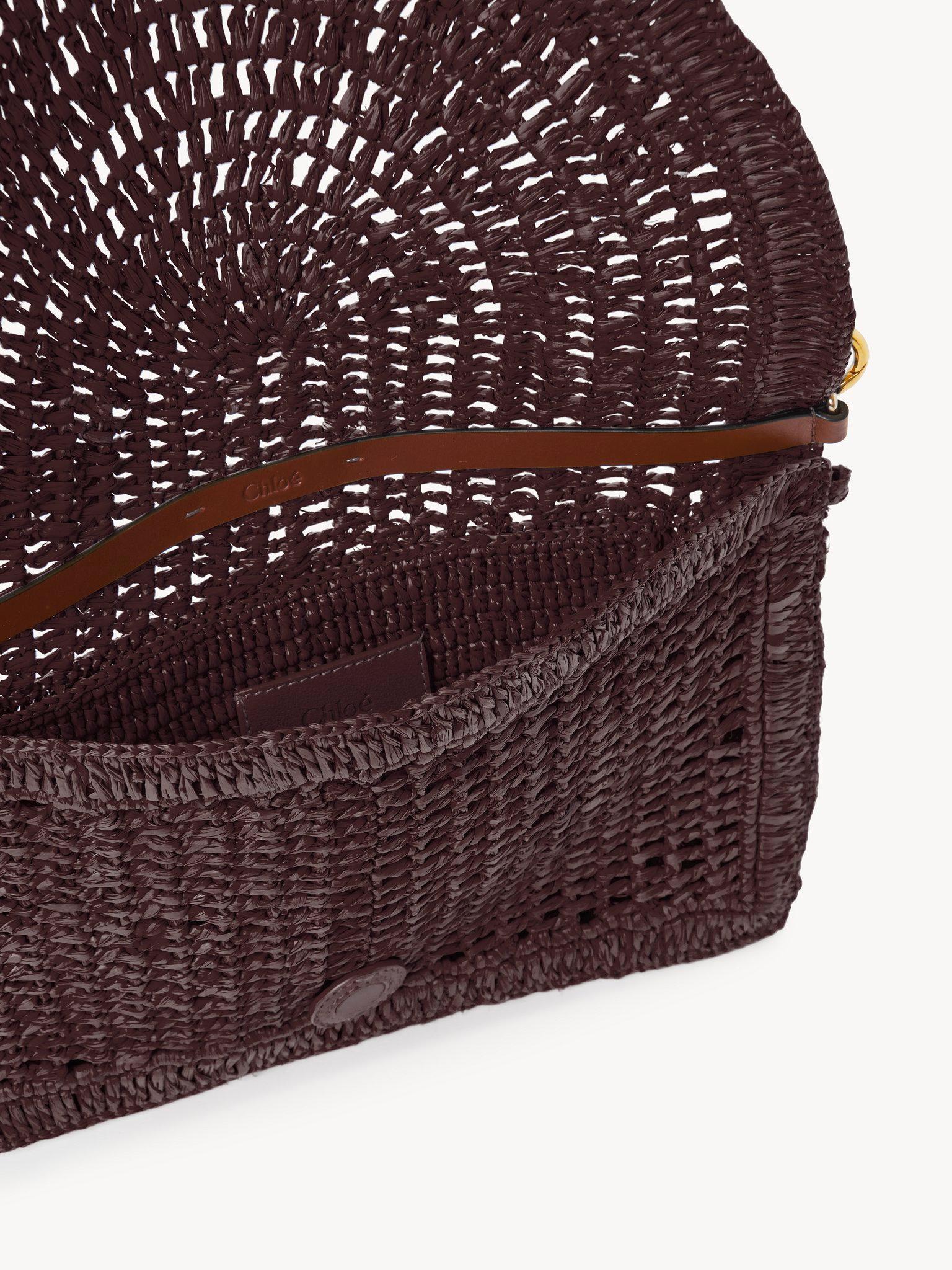 Summer Banana flat pouch with strap in raffia Product Image