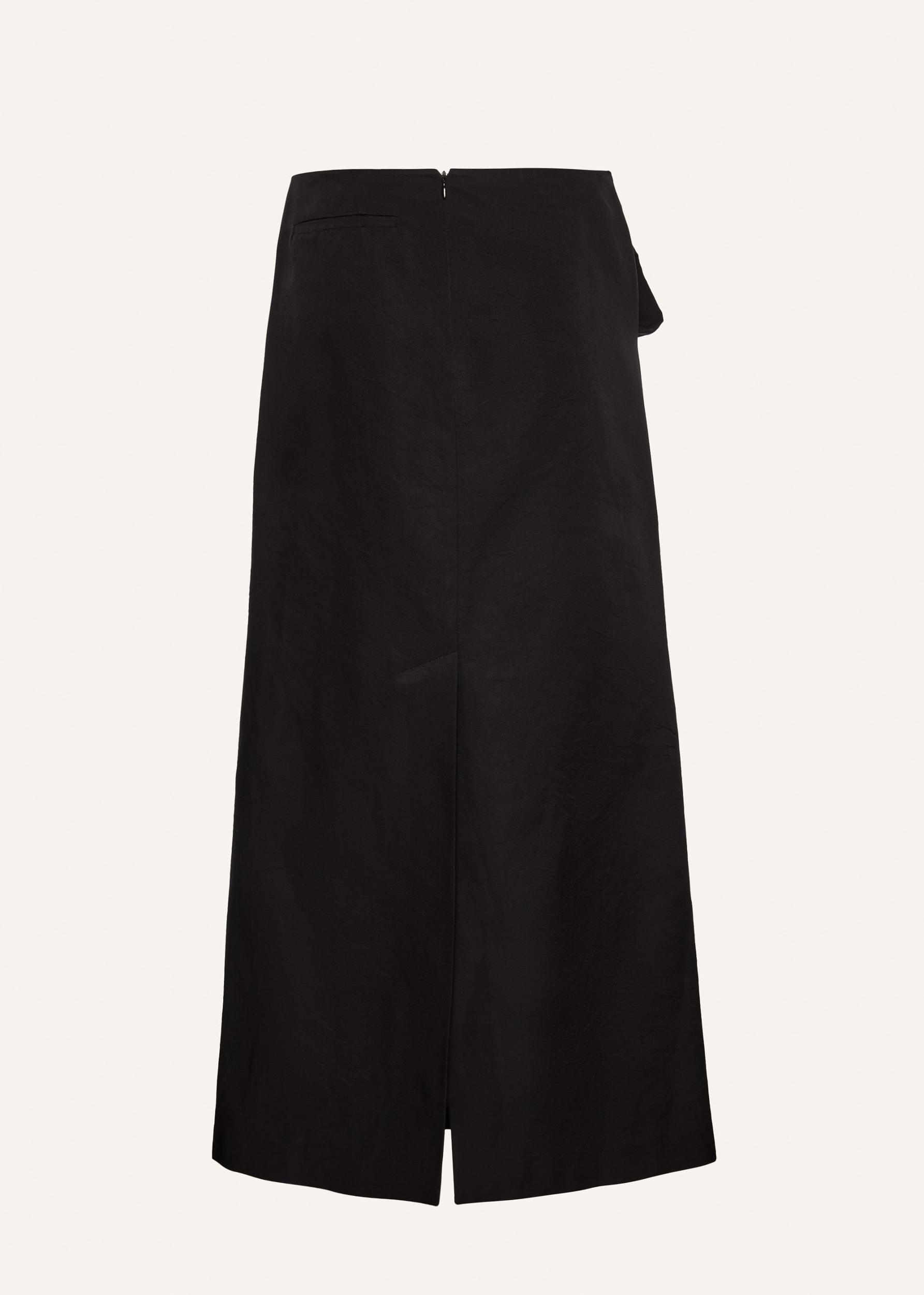 Cotton draped midi skirt in black Product Image