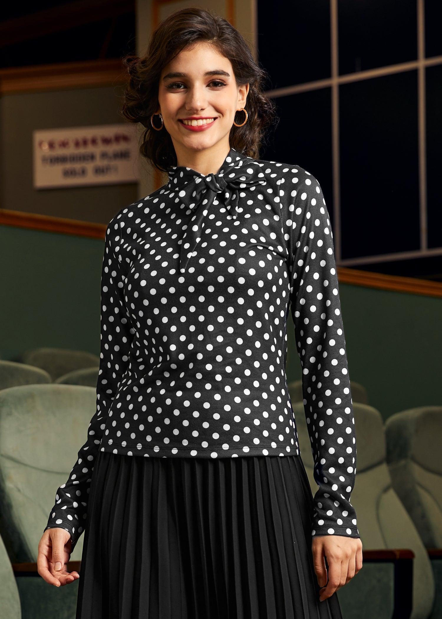 Rydell High Revisited Long Sleeve Tie-Neck Top Product Image
