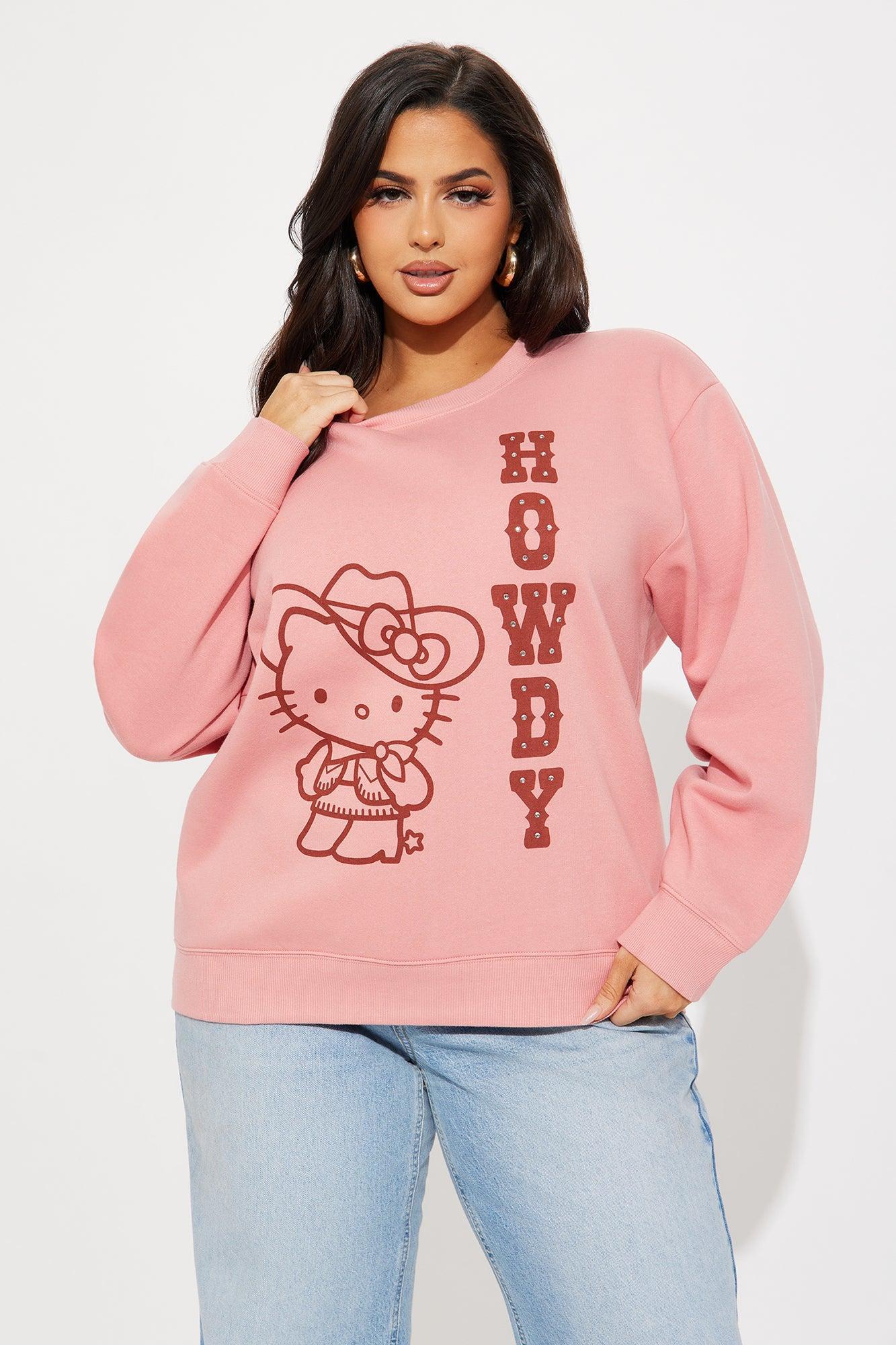 Rodeo Sweetheart Hello Kitty Oversized Sweatshirt - Pink Product Image