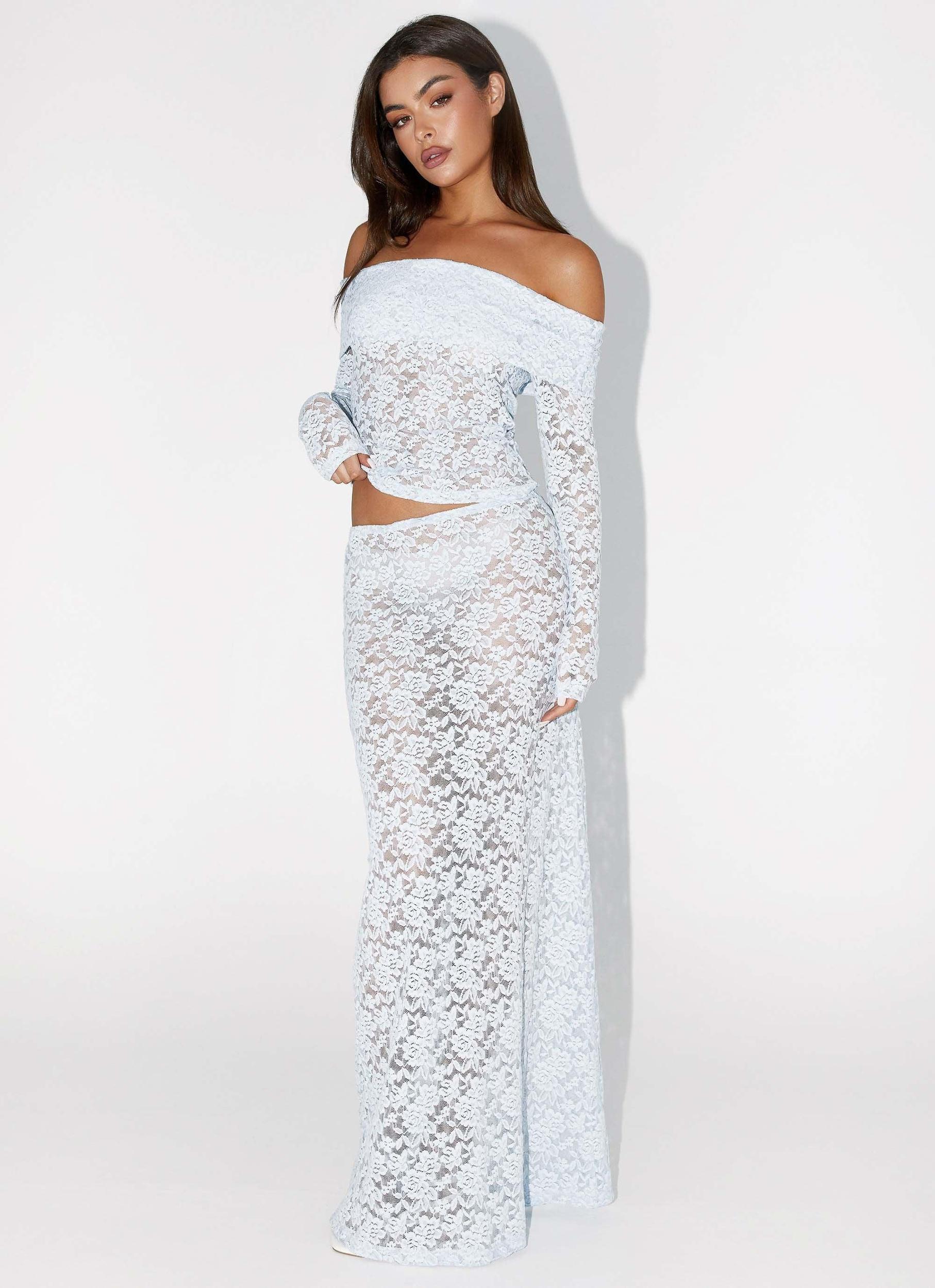 Zephyra Lace Maxi Skirt - Blue Cloud Product Image