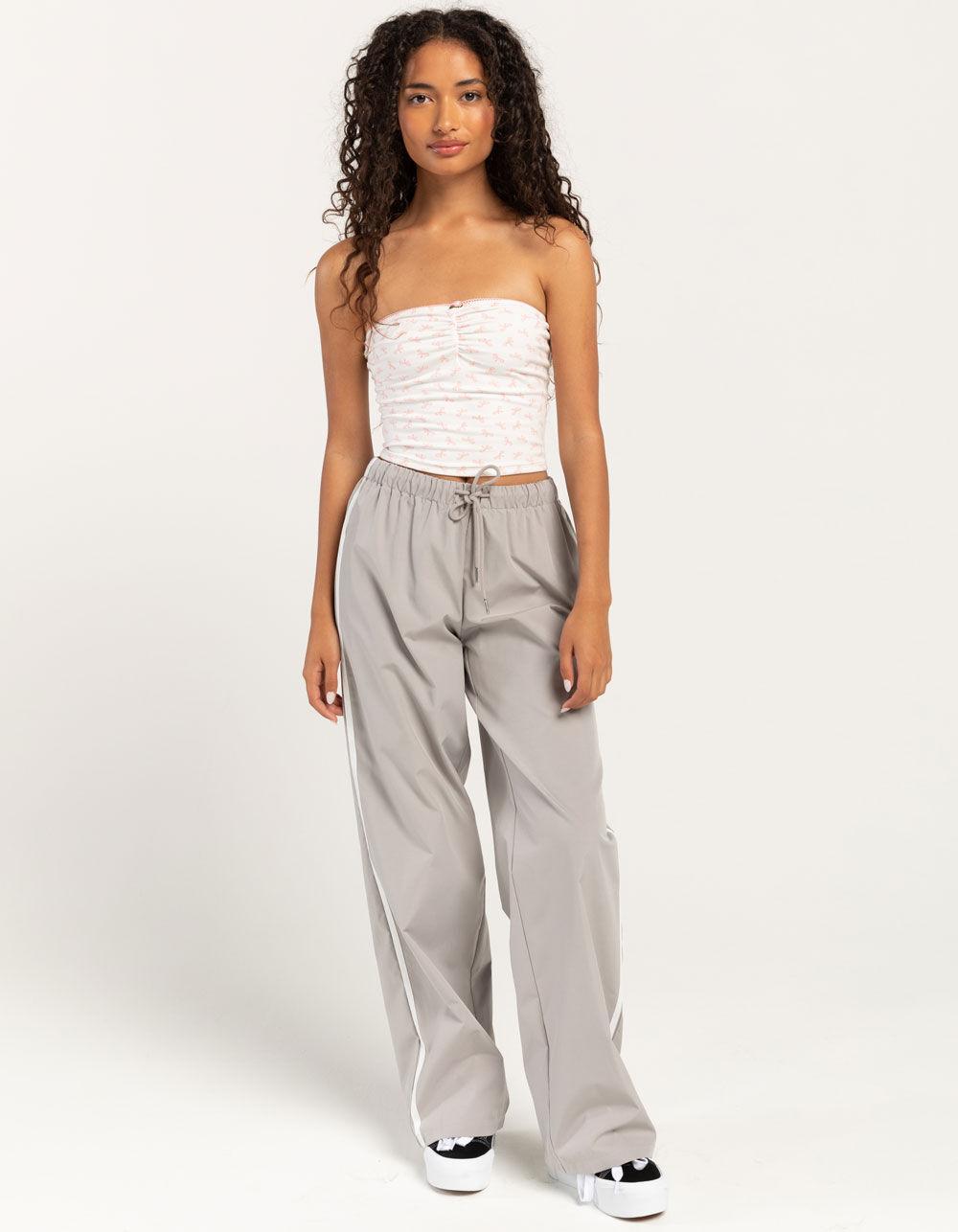 FULL TILT Bow Print Womens Cinch Tube Top - PNK/WHT Product Image