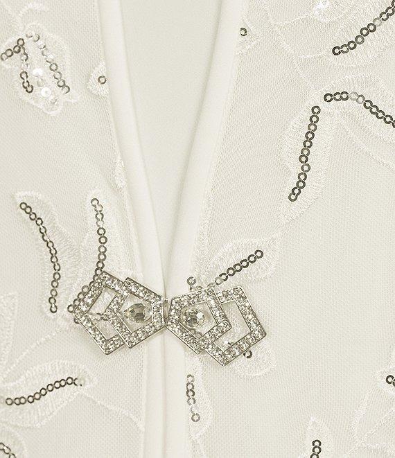 Alex Evenings Chiffon Embroidered Sequin Square Neck Twinset Product Image