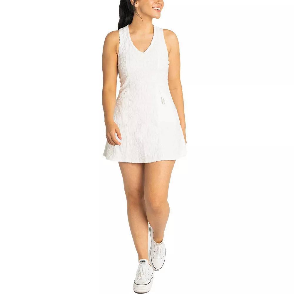 Women's Lusso White Los Angeles Dodgers Tess Cheetah V-Neck Racerback Dress, Size: XS Product Image