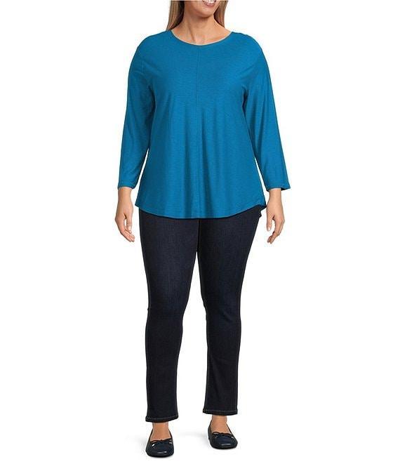 Westbound Plus Size Knit 3/4 Sleeve Crew Neck Tee Product Image