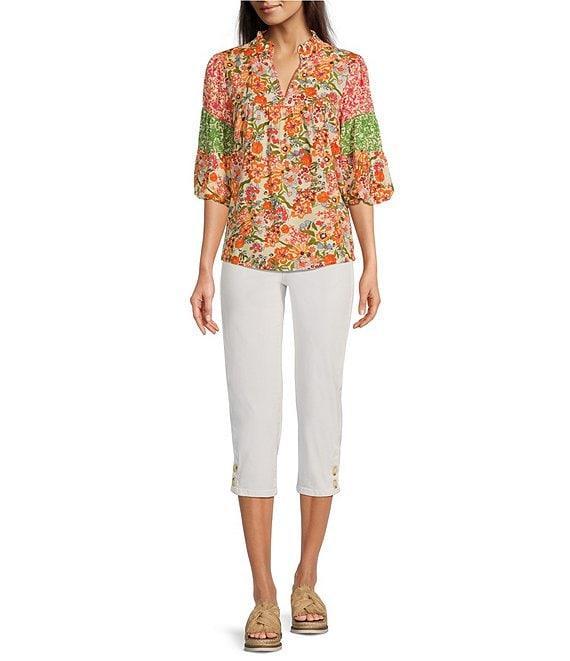 NYDJ Marilyn Lift Tuck® Technology Straight Leg Side Button Plackets Hem Crop Jeans Product Image