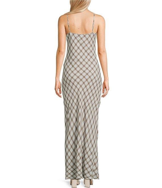 Blu Pepper Plaid Maxi Slip Dress Product Image