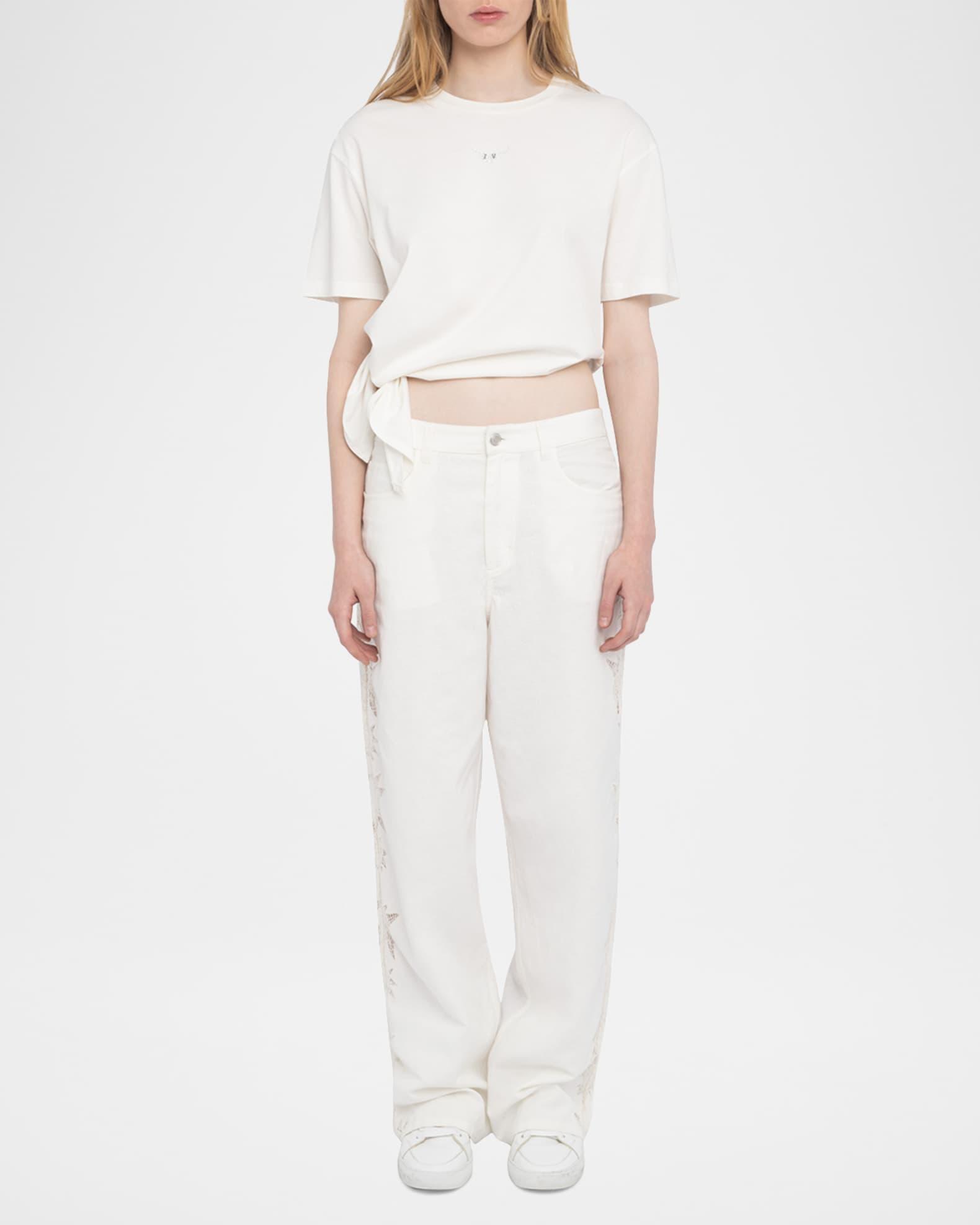 Elfy Cotton Linen Embroidered Pants Product Image