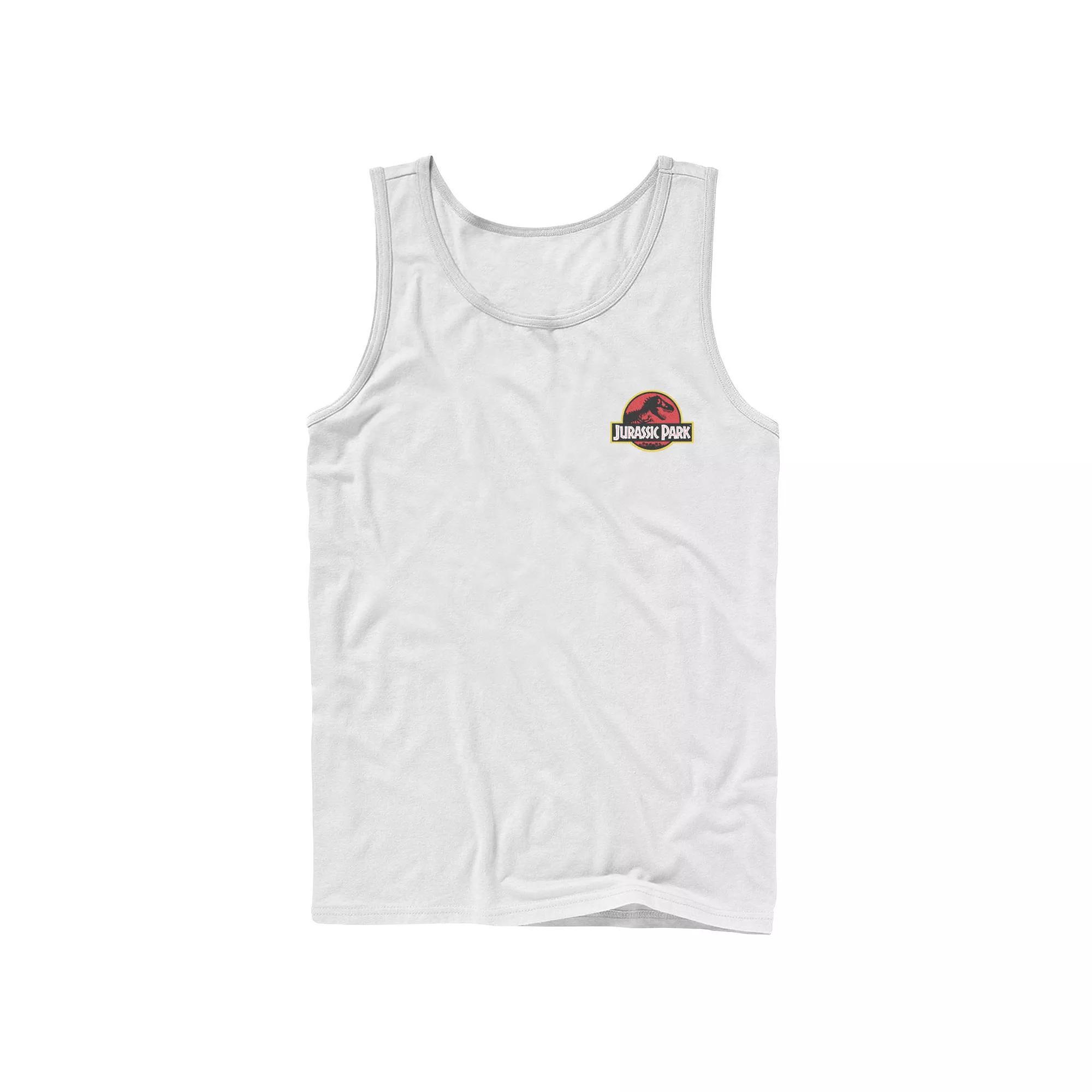 Mens Jurassic Park Logo Red & Yellow Pocket Tank Top, Men's, Size: Large, Athletic Grey Product Image