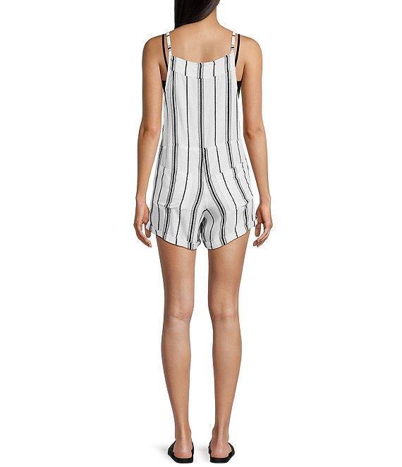 Angie Sleeveless Square Neck Wide Striped Romper Product Image