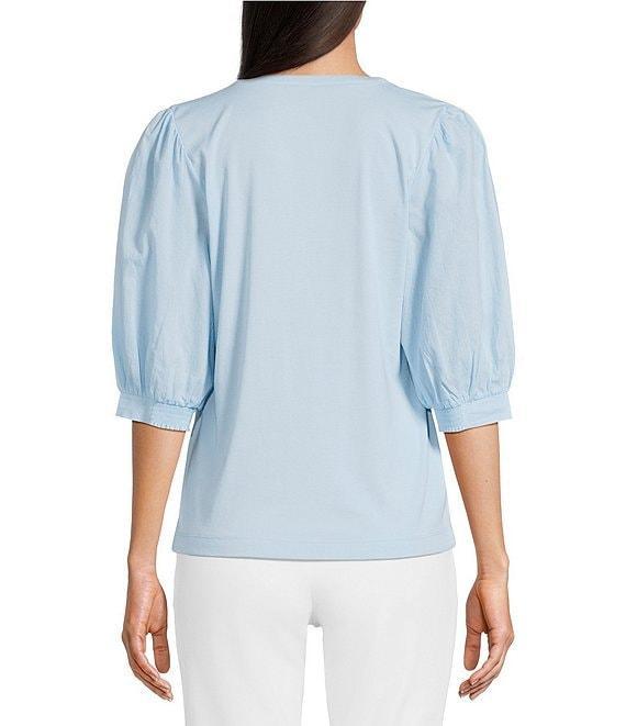 Lilly Pulitzer Ronson Split V -Neck Elbow Puff Sleeve Top Product Image