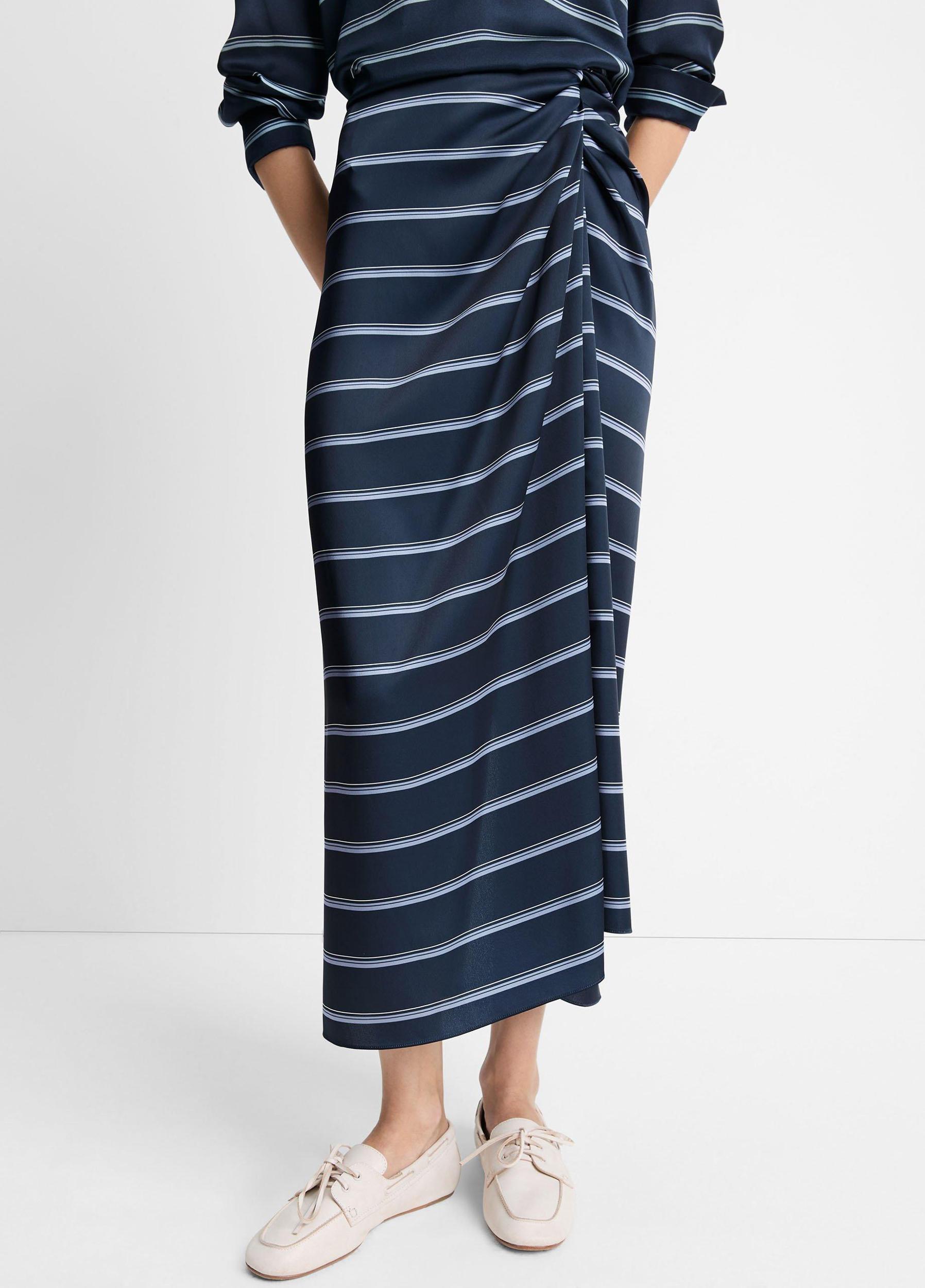 Rugby Stripe Satin Gathered Skirt Product Image