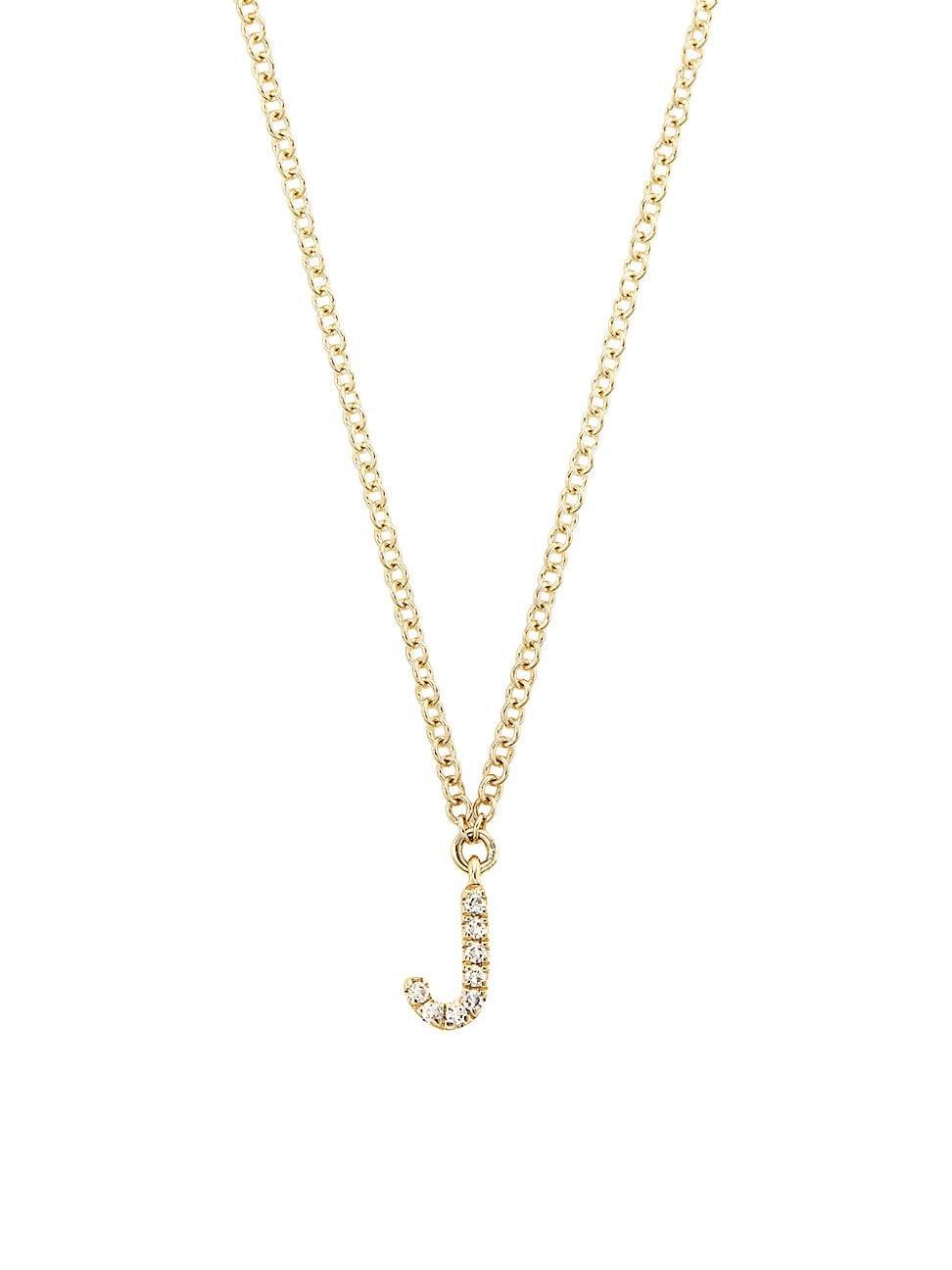 Womens 14K Yellow Gold & 0.03 TCW Diamond Initial Pendant Necklace Product Image