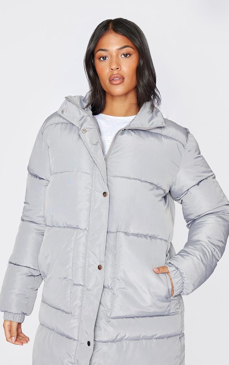Tall Grey Maxi Contrast Hooded Puffer Coat Product Image
