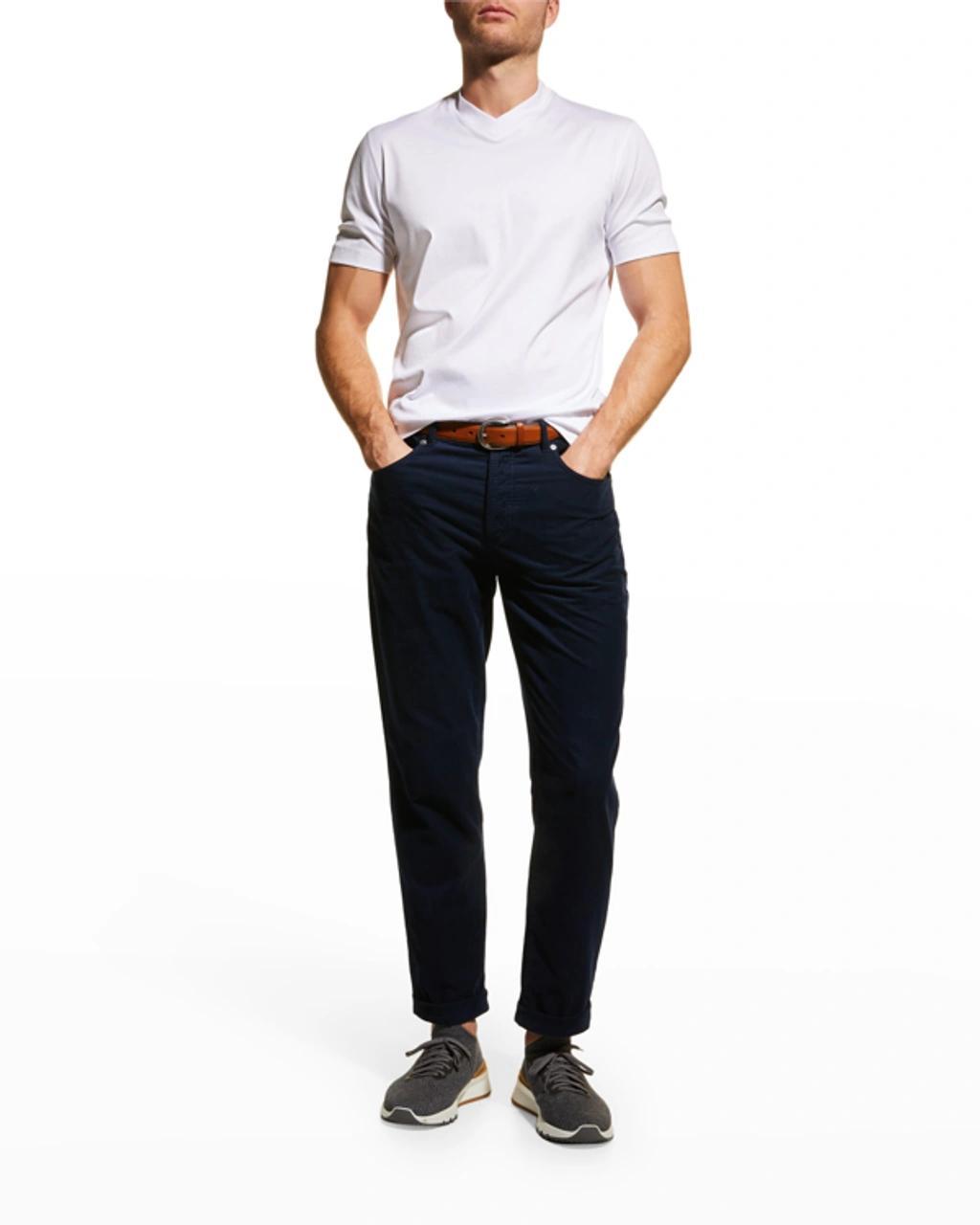 BRUNELLO CUCINELLI Cotton Jersey V-neck T-shirt In White Product Image