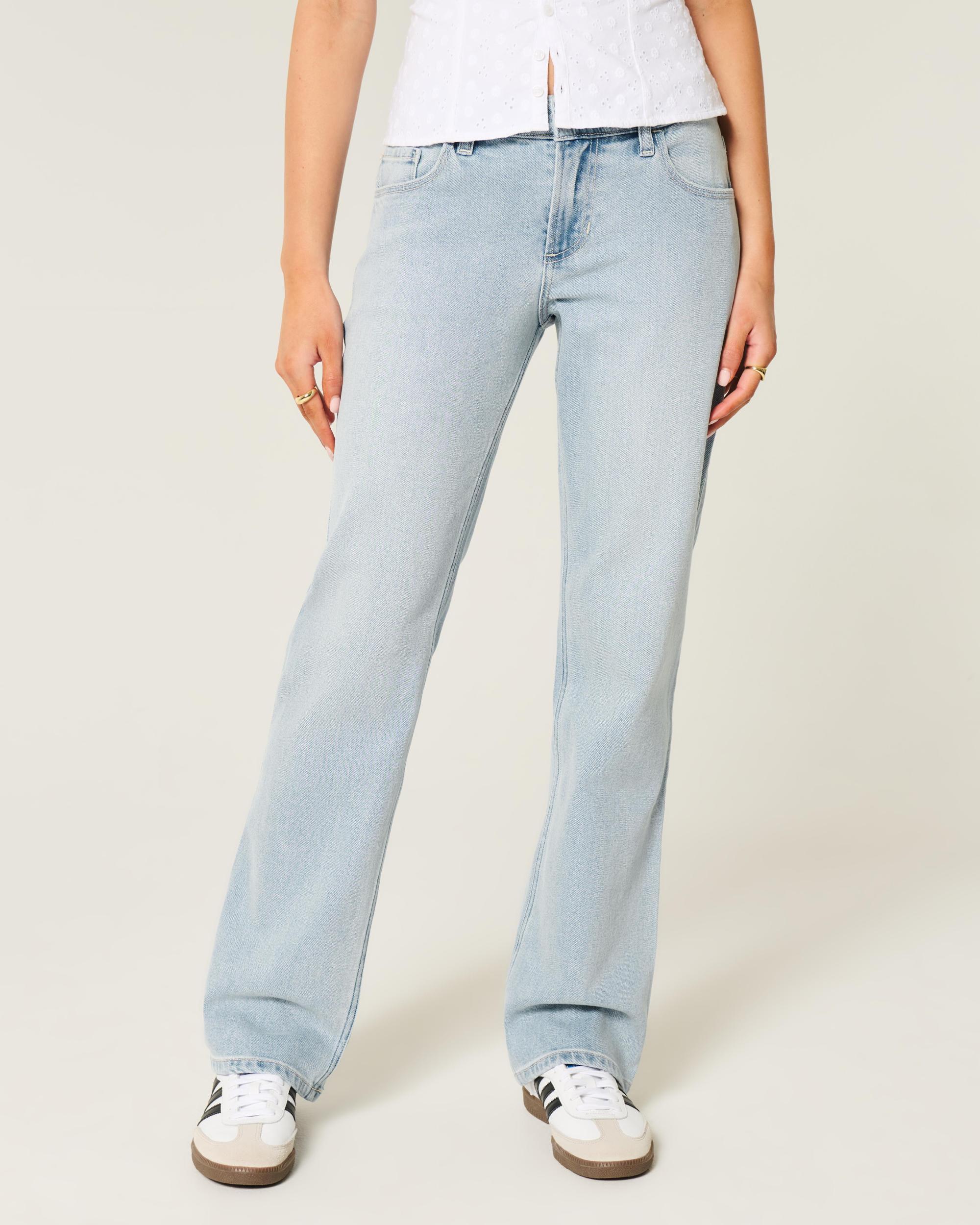 Low-Rise Light Wash Relaxed Straight Jeans Product Image