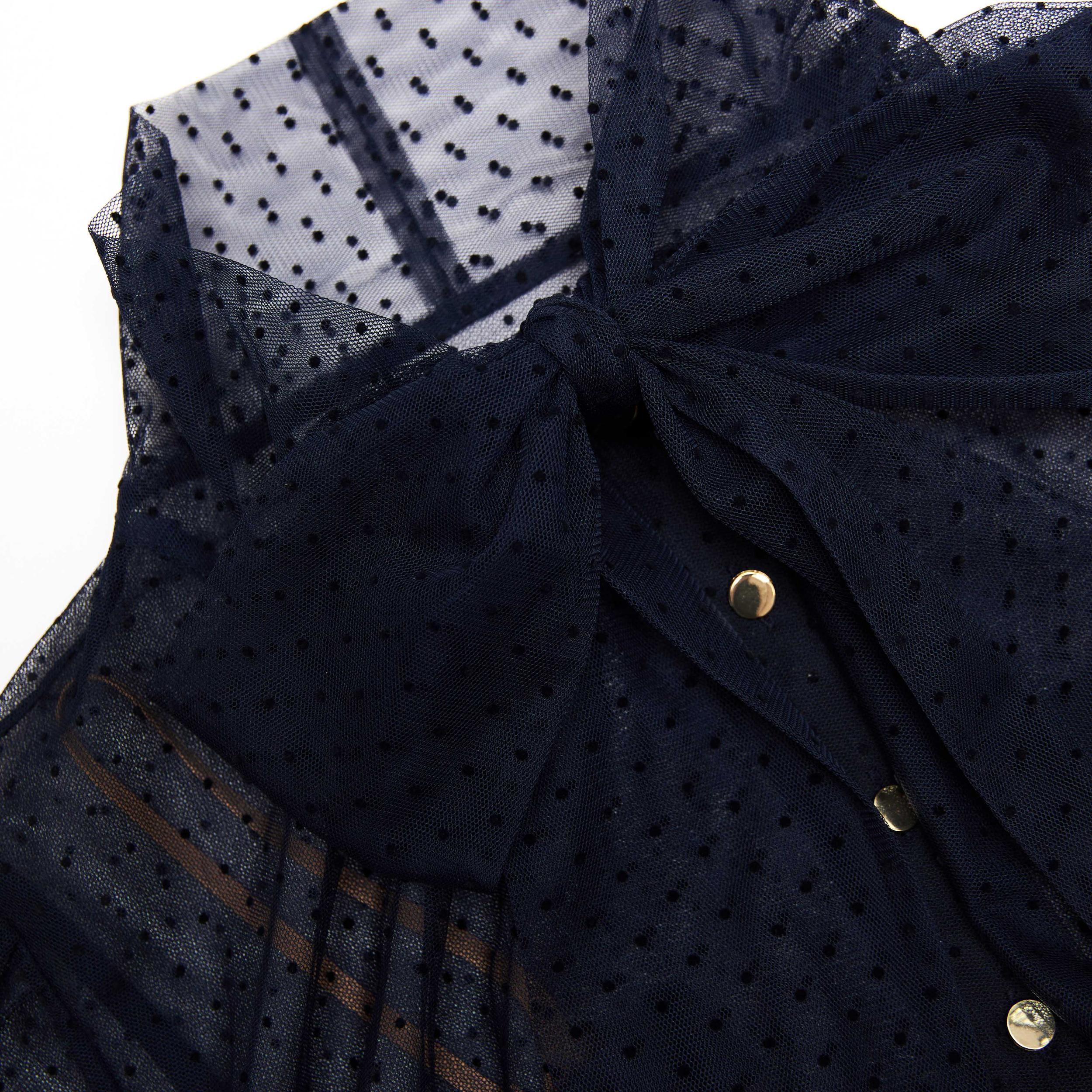 Navy Dot Mesh Midi Dress Product Image