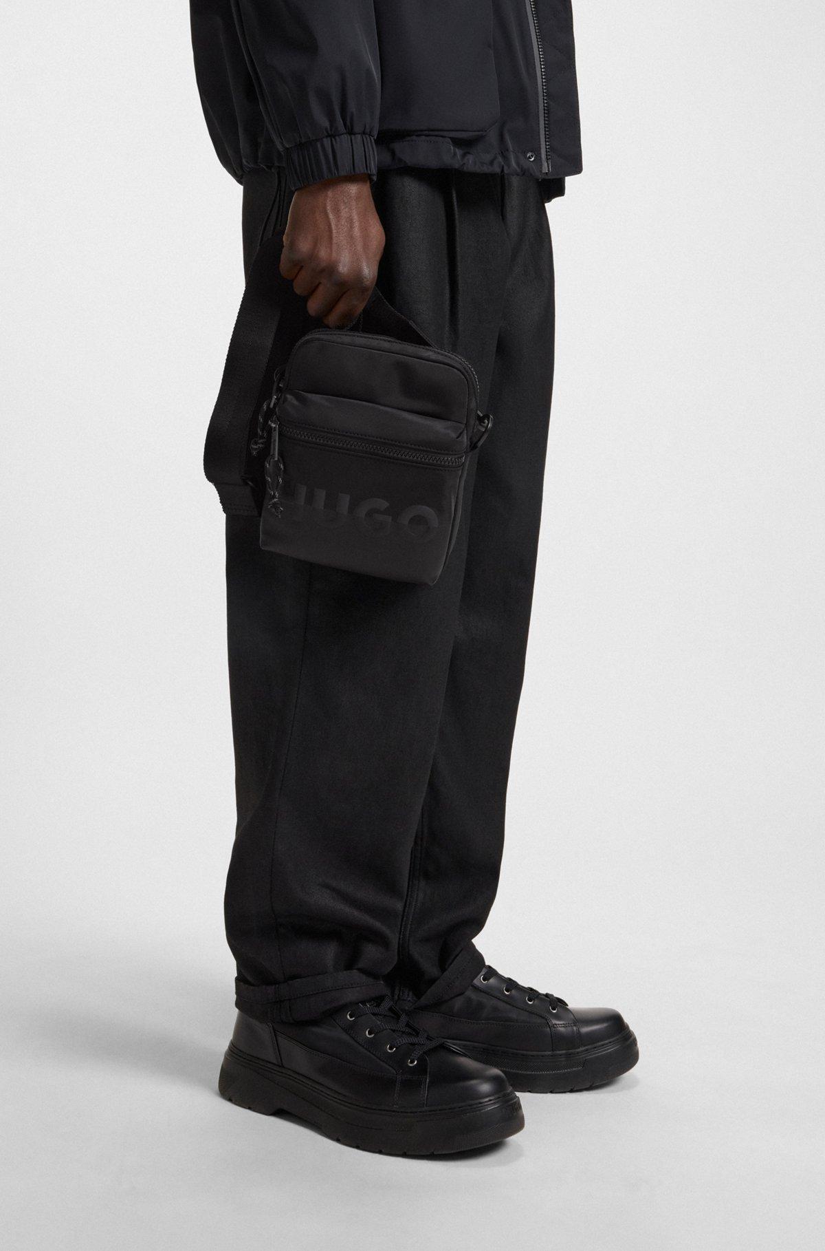 HUGO - Twill reporter bag with split logo - Black Product Image