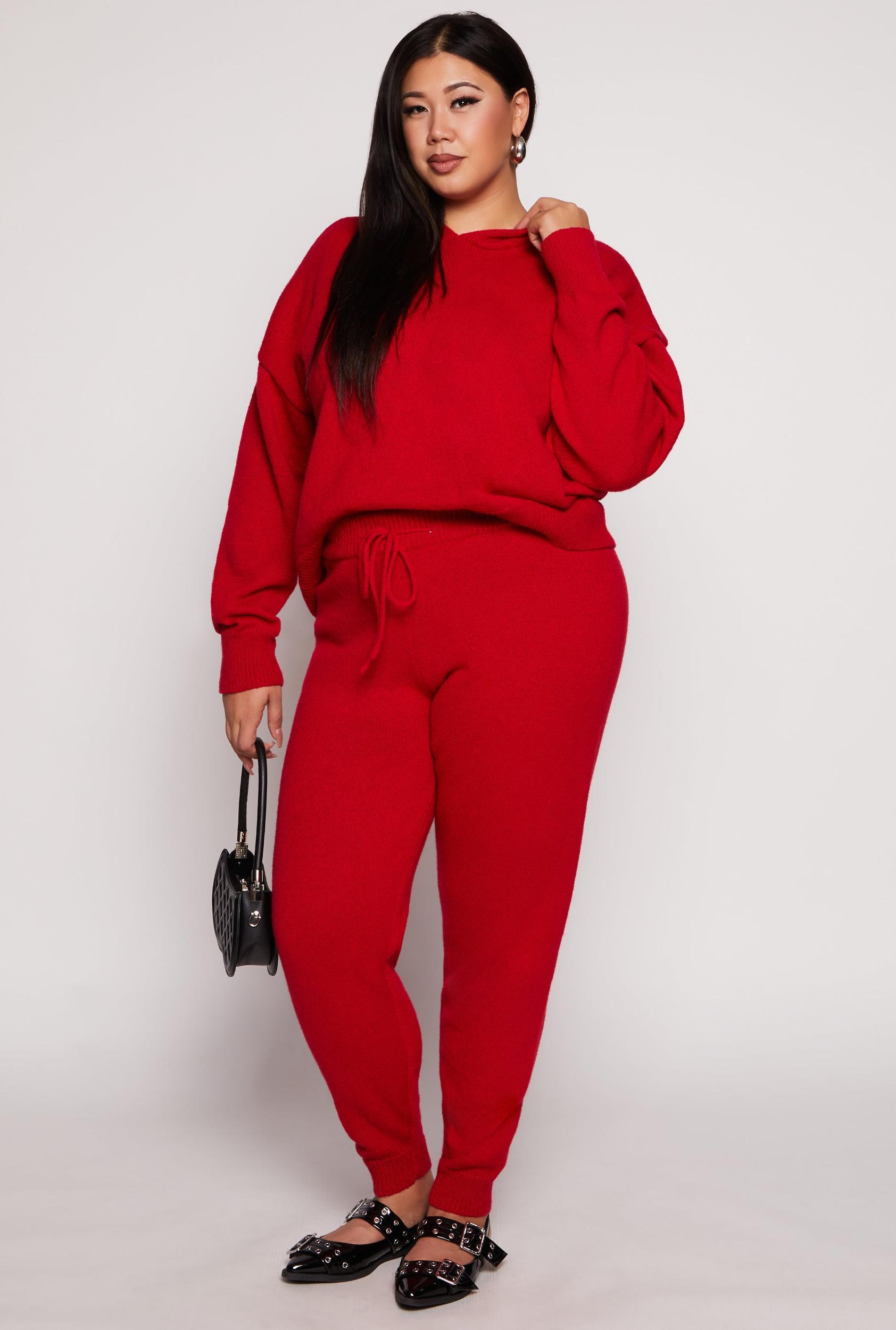 Womens Plus Size Brushed Knit Drawstring Joggers Product Image