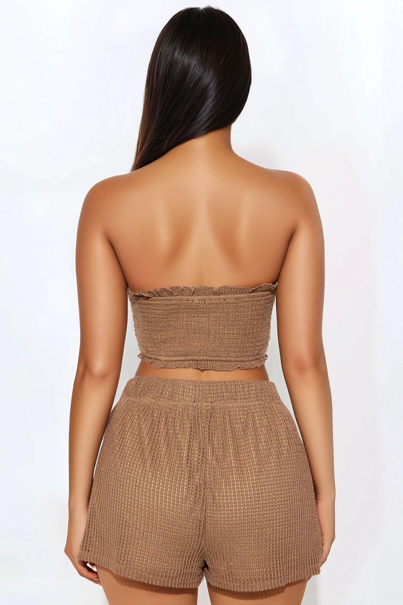 Chelsea Crochet Short Set - Brown Product Image