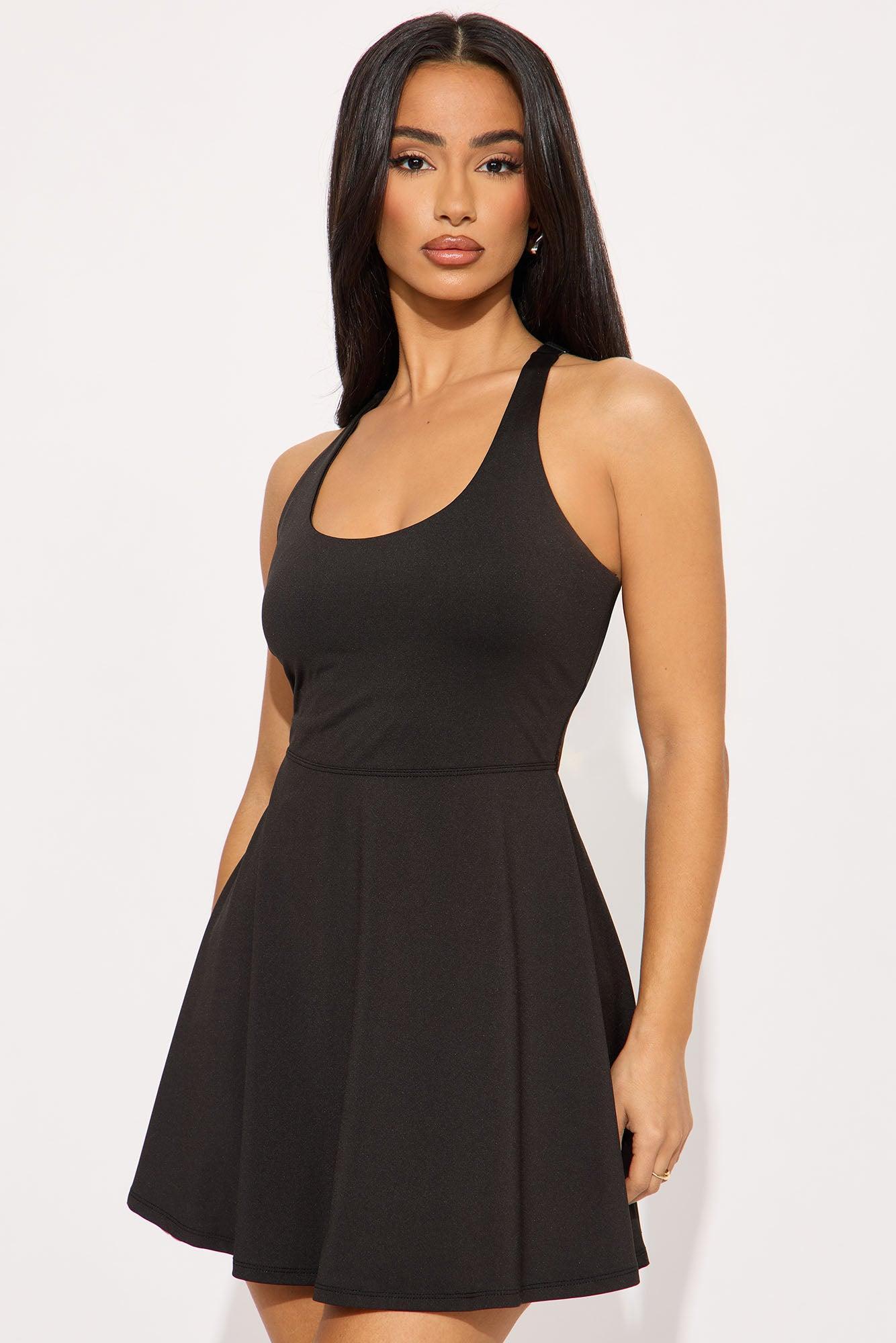 Emma Scoop Neck Tennis Dress - Black Product Image