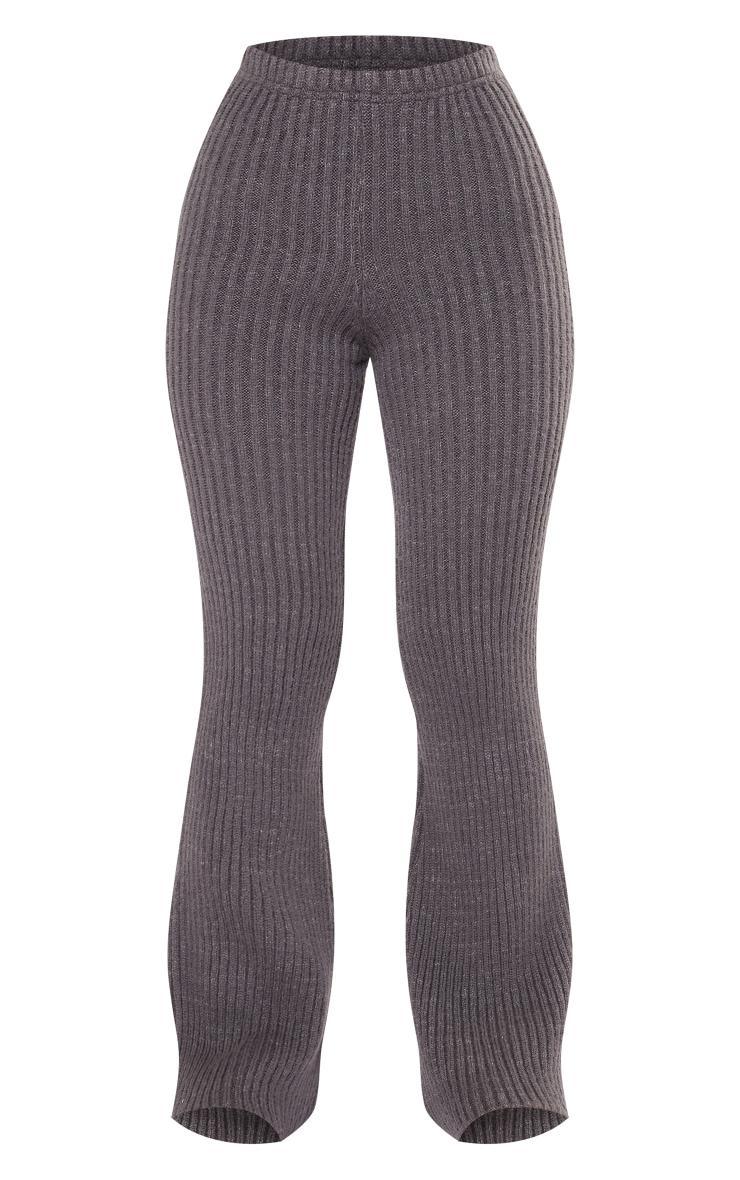  Petite Charcoal Rib Knit Wide Leg Pants Product Image